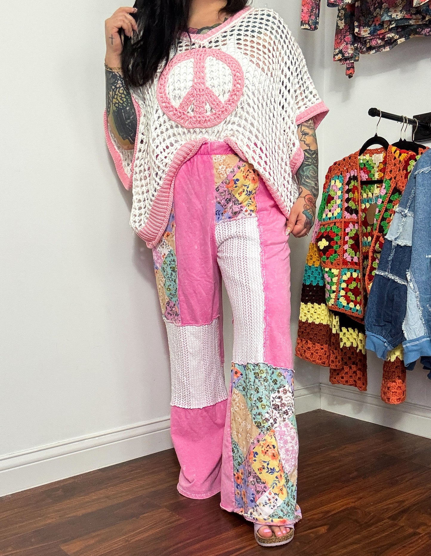 Allison Patch Pants : Floral Pink (S & L left)