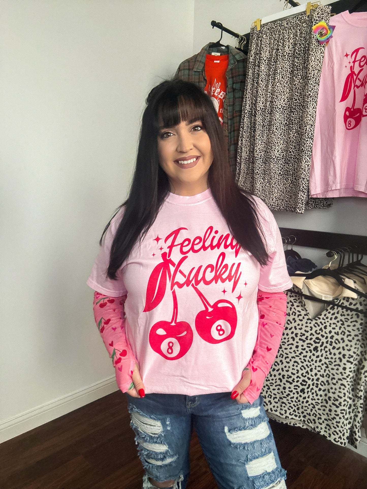 Cherry Hearts Mesh Top (2X left)