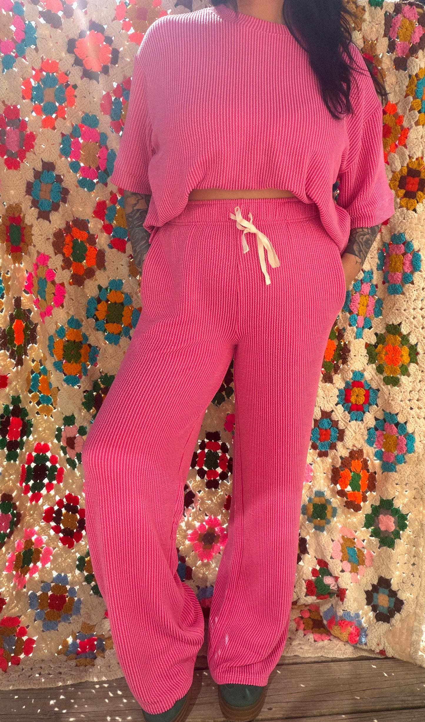 Coffee Date Ribbed Set : Pink