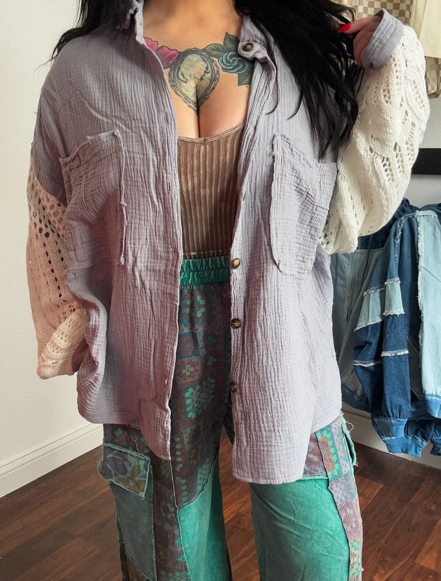 Karter Button Down : Lavender Gray