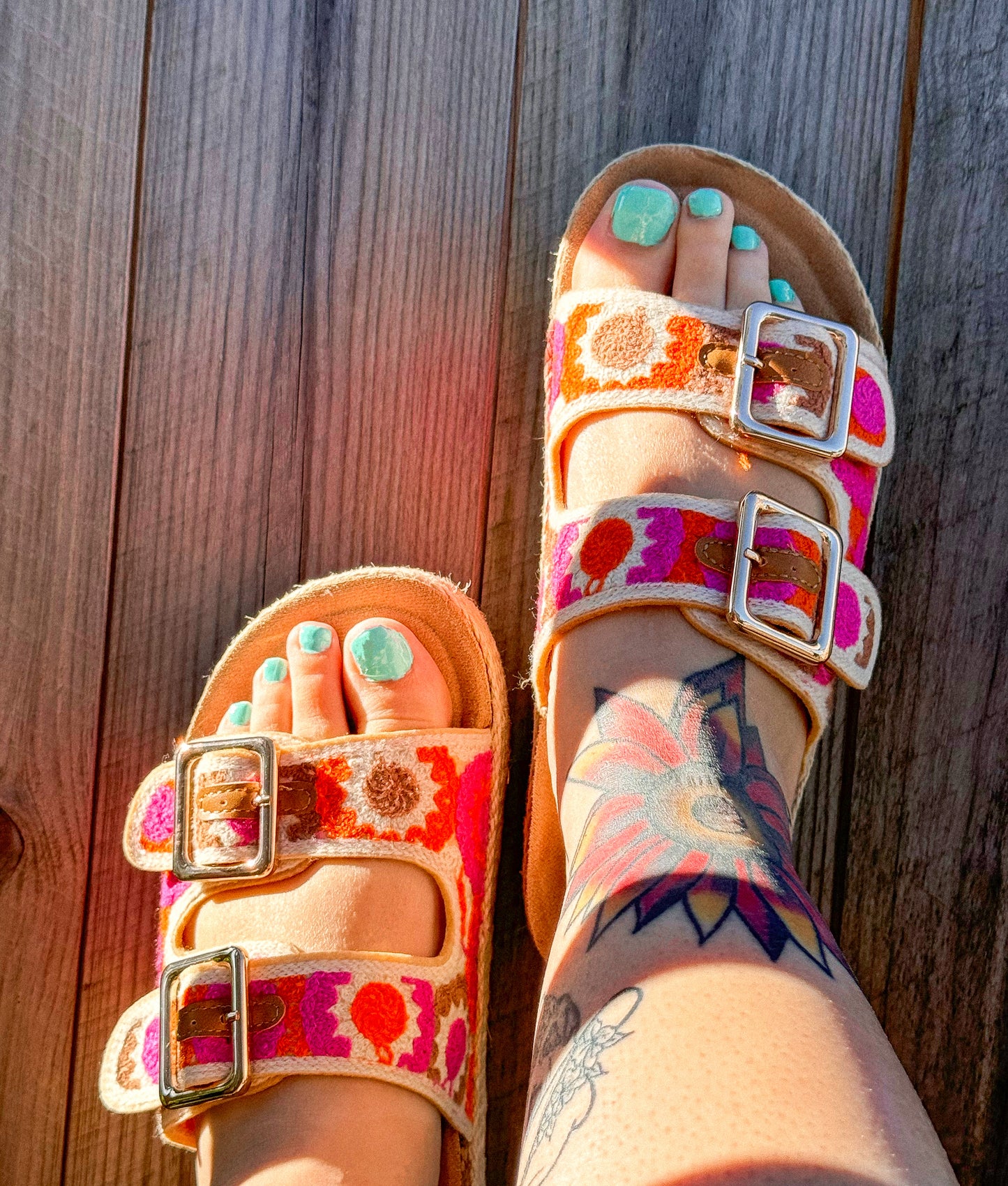 Floral Crochet Sandals : Pink & Orange Combo (size 5 & 6 left)