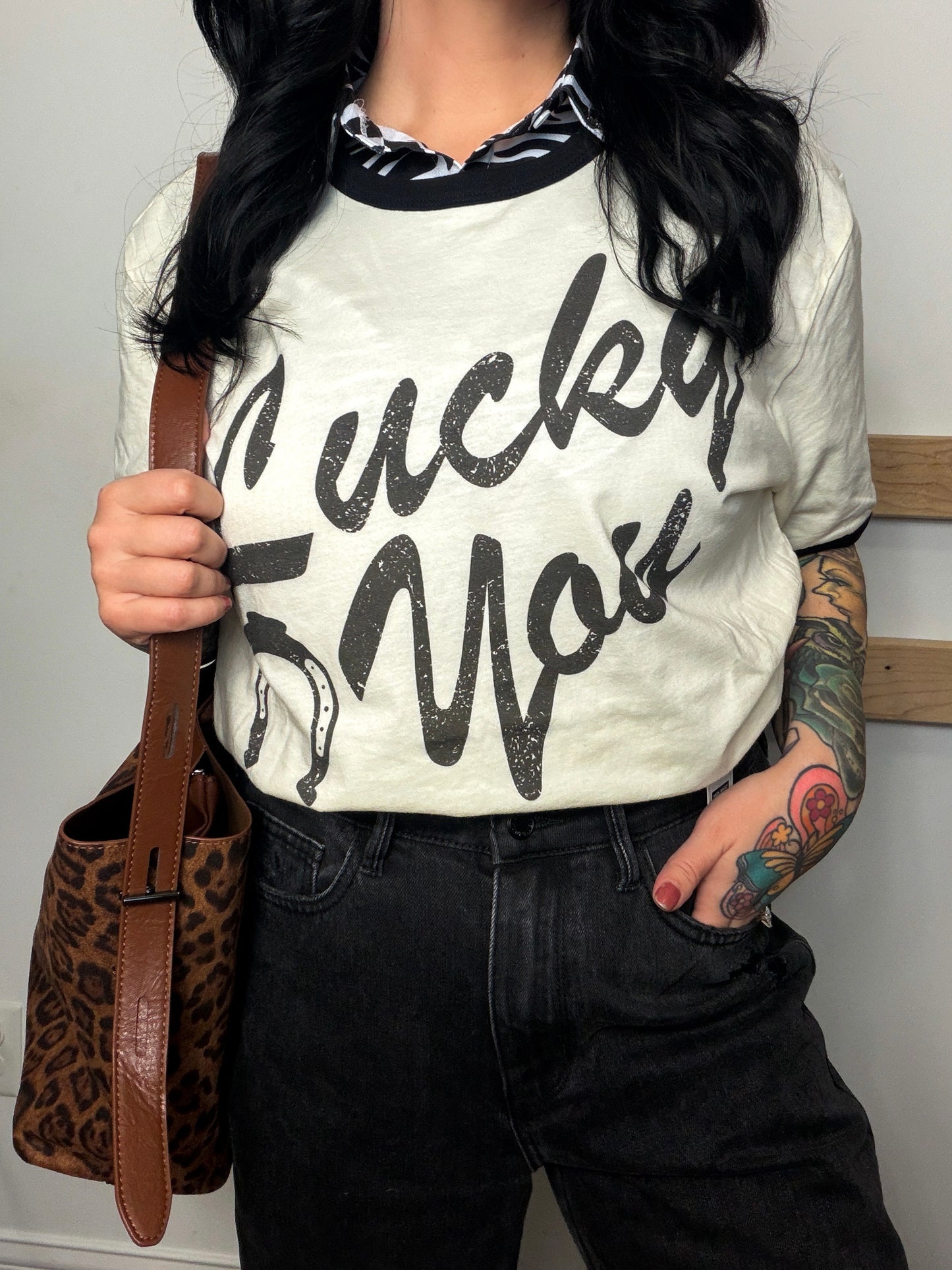 Lucky You Ringer Tee : Relaxed Fit