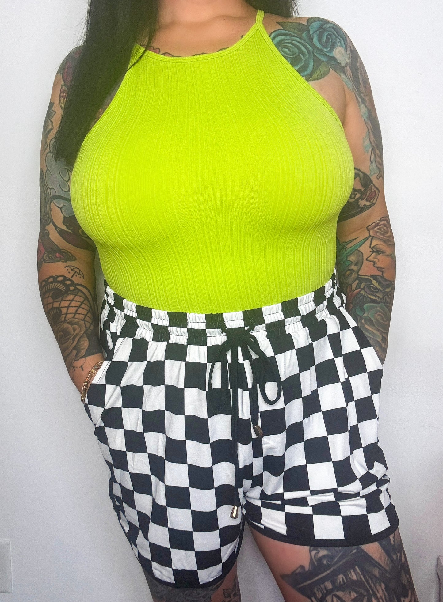 Halter Ribbed Tank | Lime