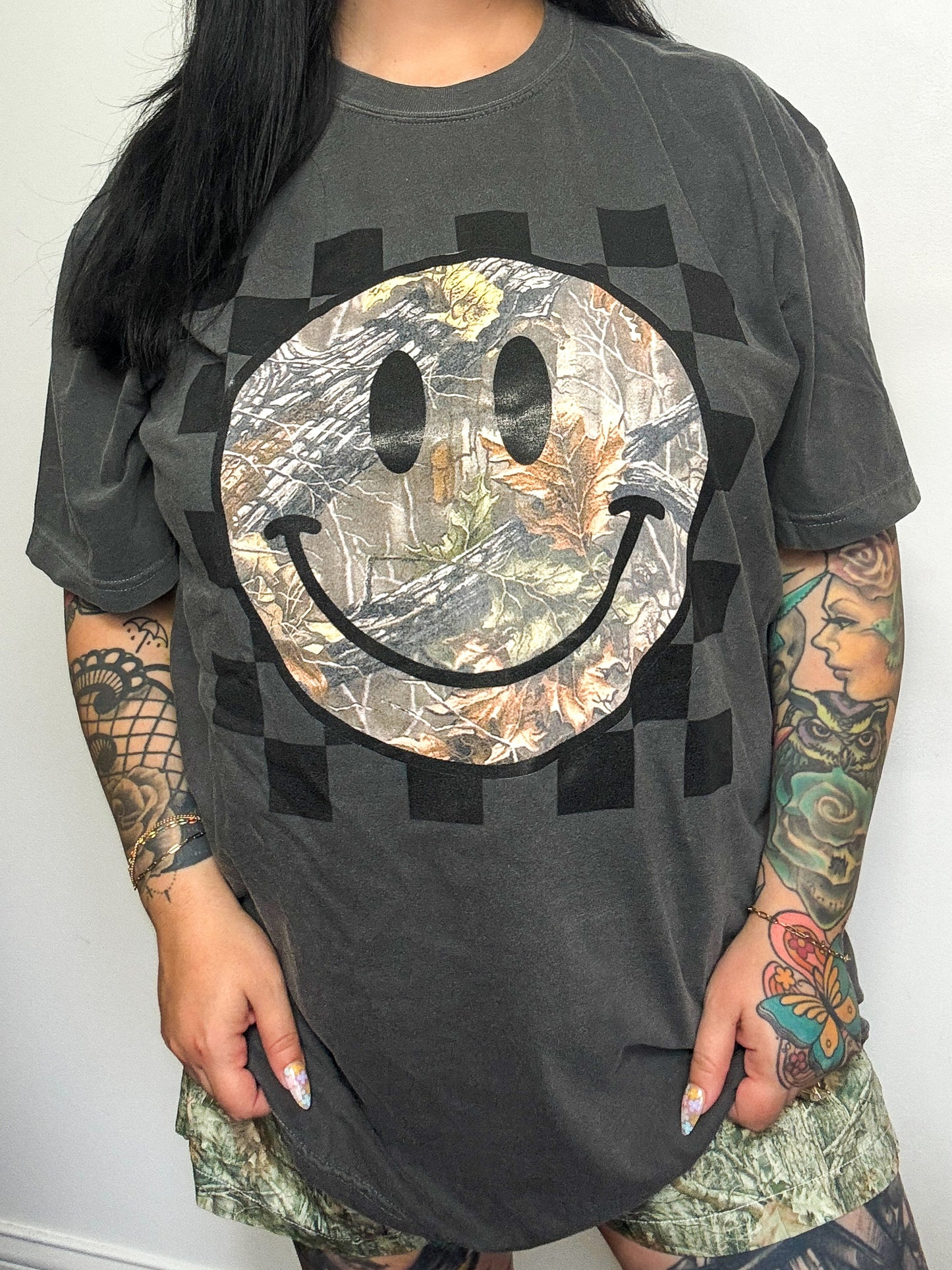 Checkered Camo Tee : Pepper (XL & 3X)