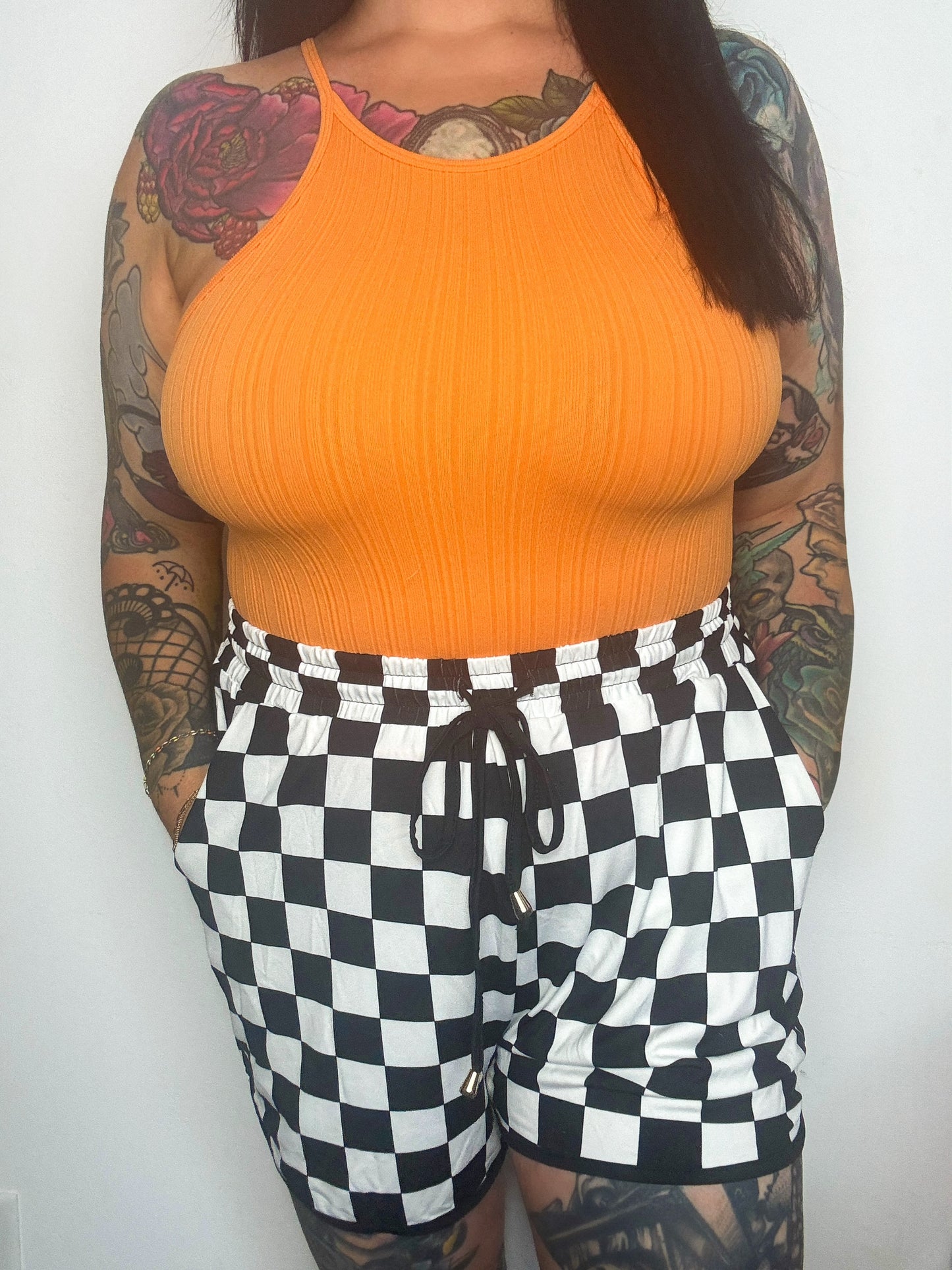 Halter Ribbed Tank | Orange