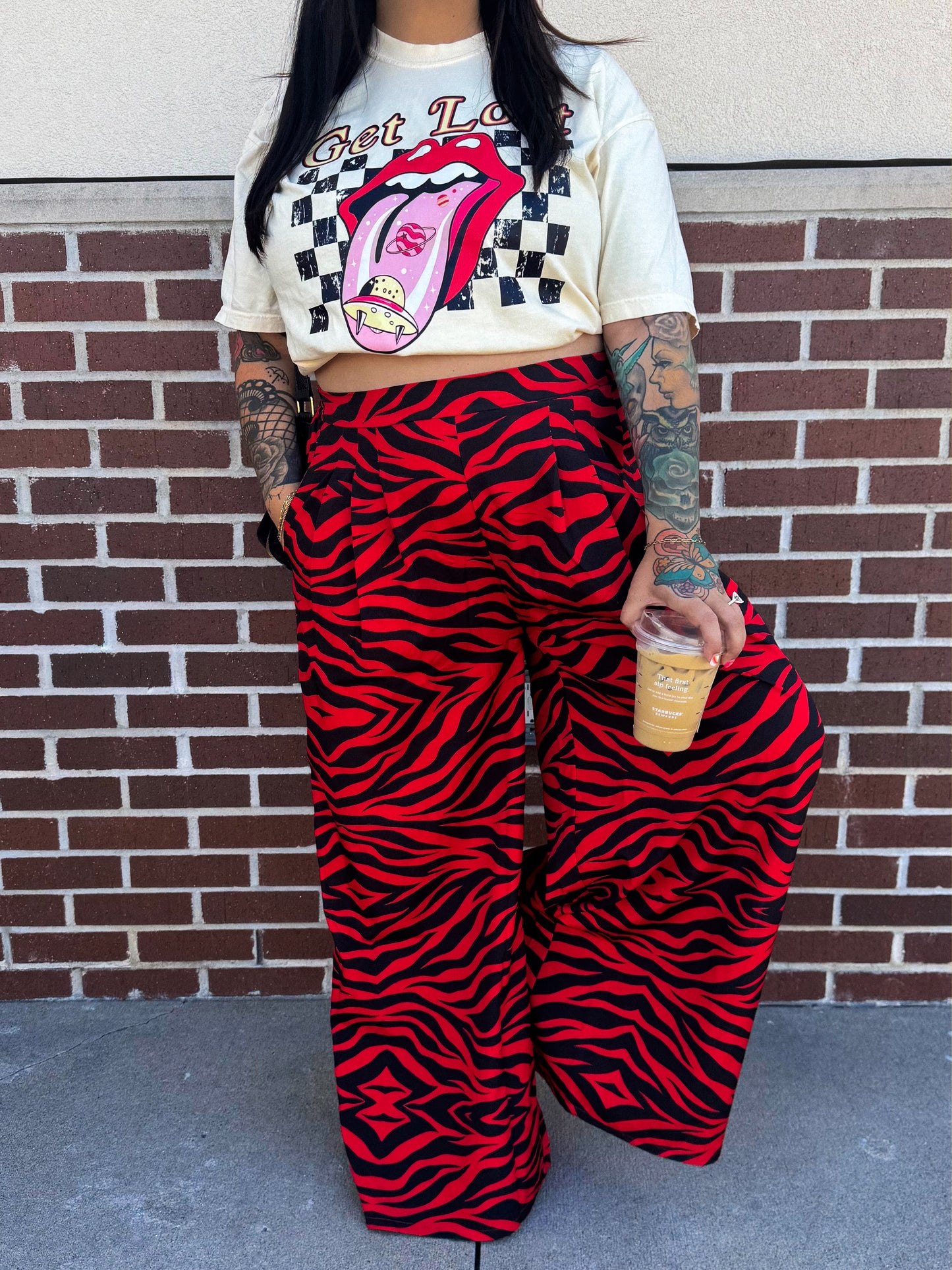 Red Luxe Zebra Pants (S/M)