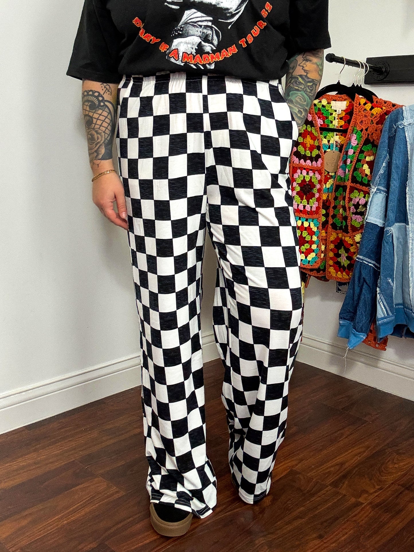 Checker Straight Leg Pants