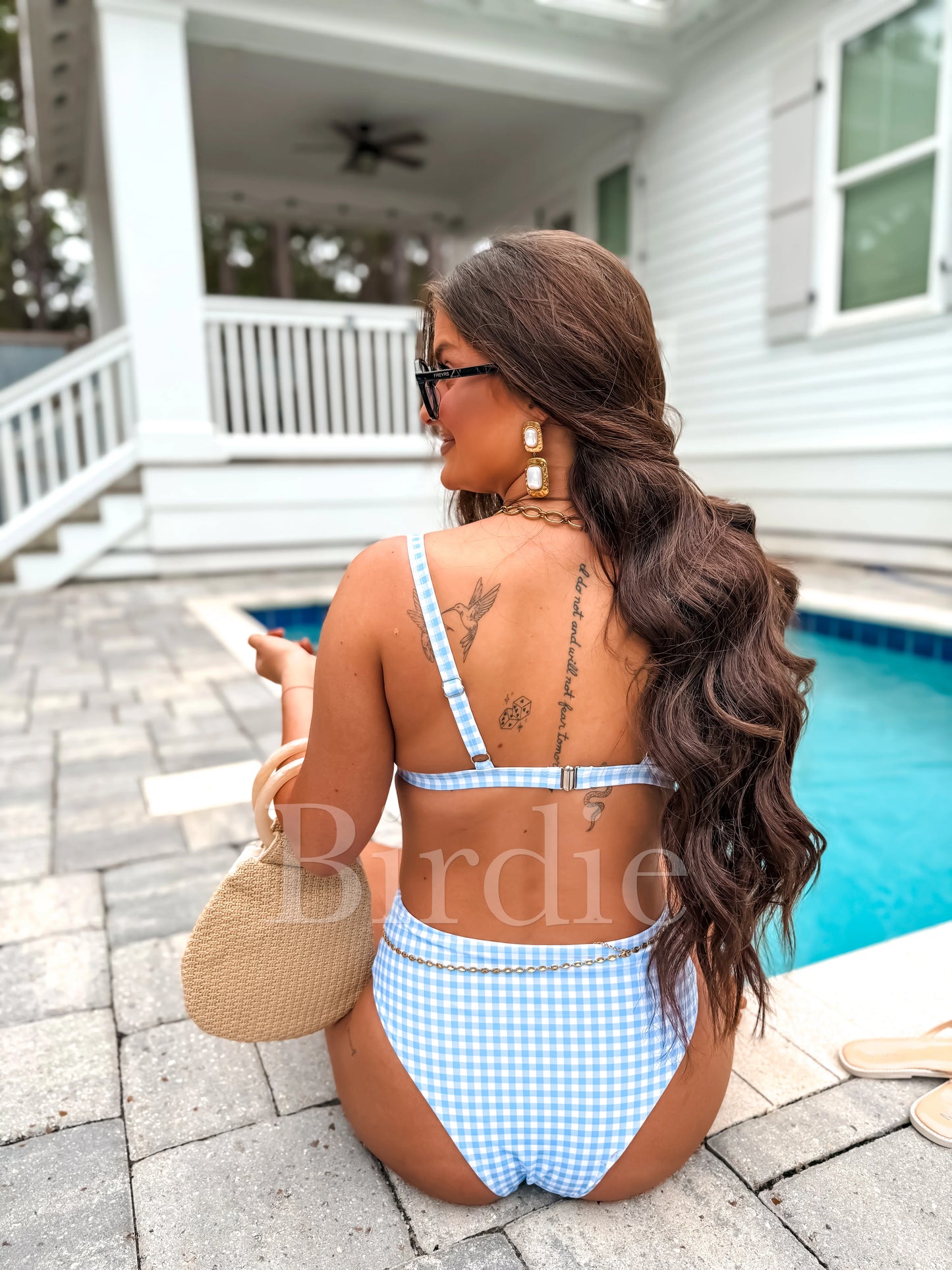 Gingham Blue Swim Set : PREORDER