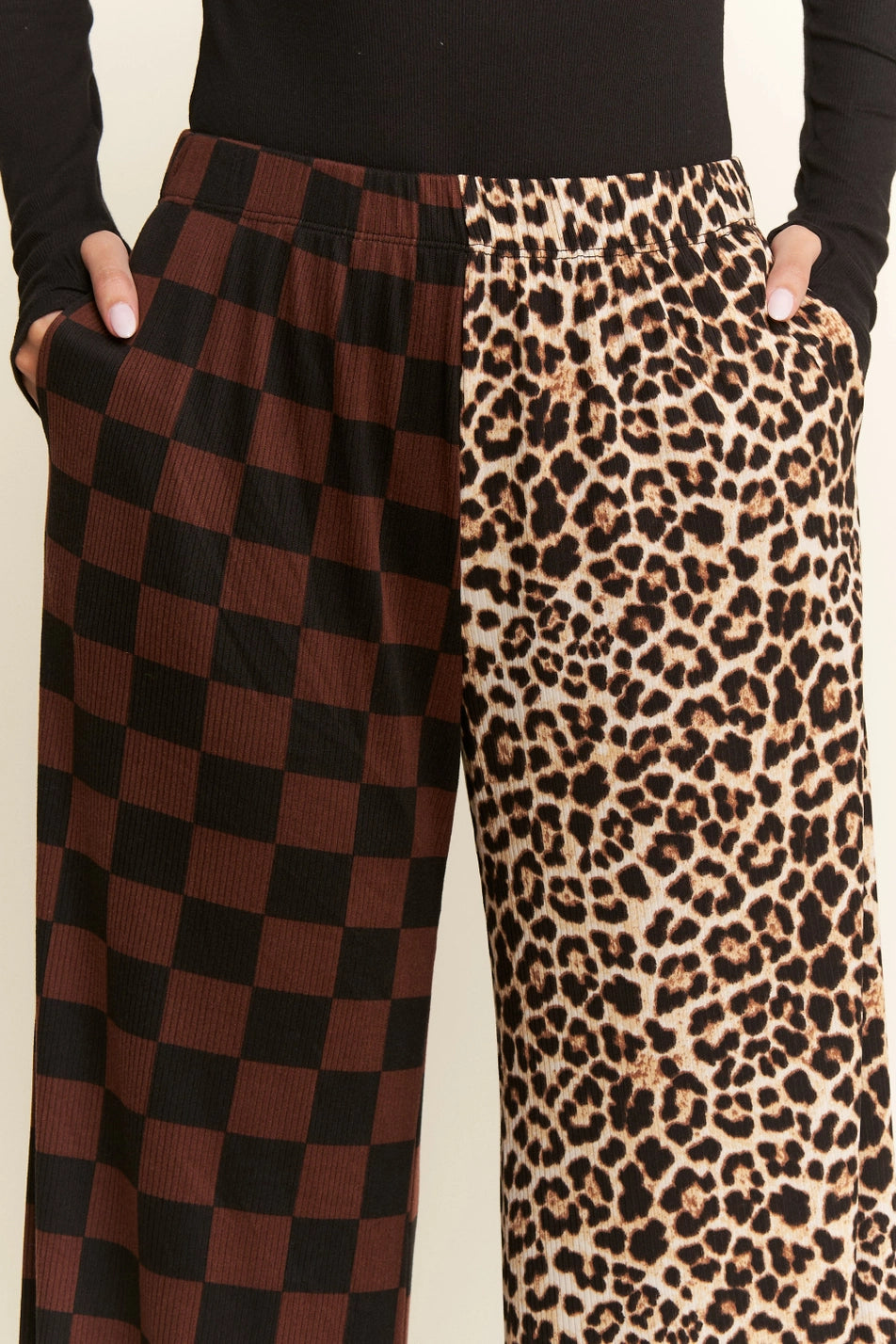 Brown + Black Split Checker Pants