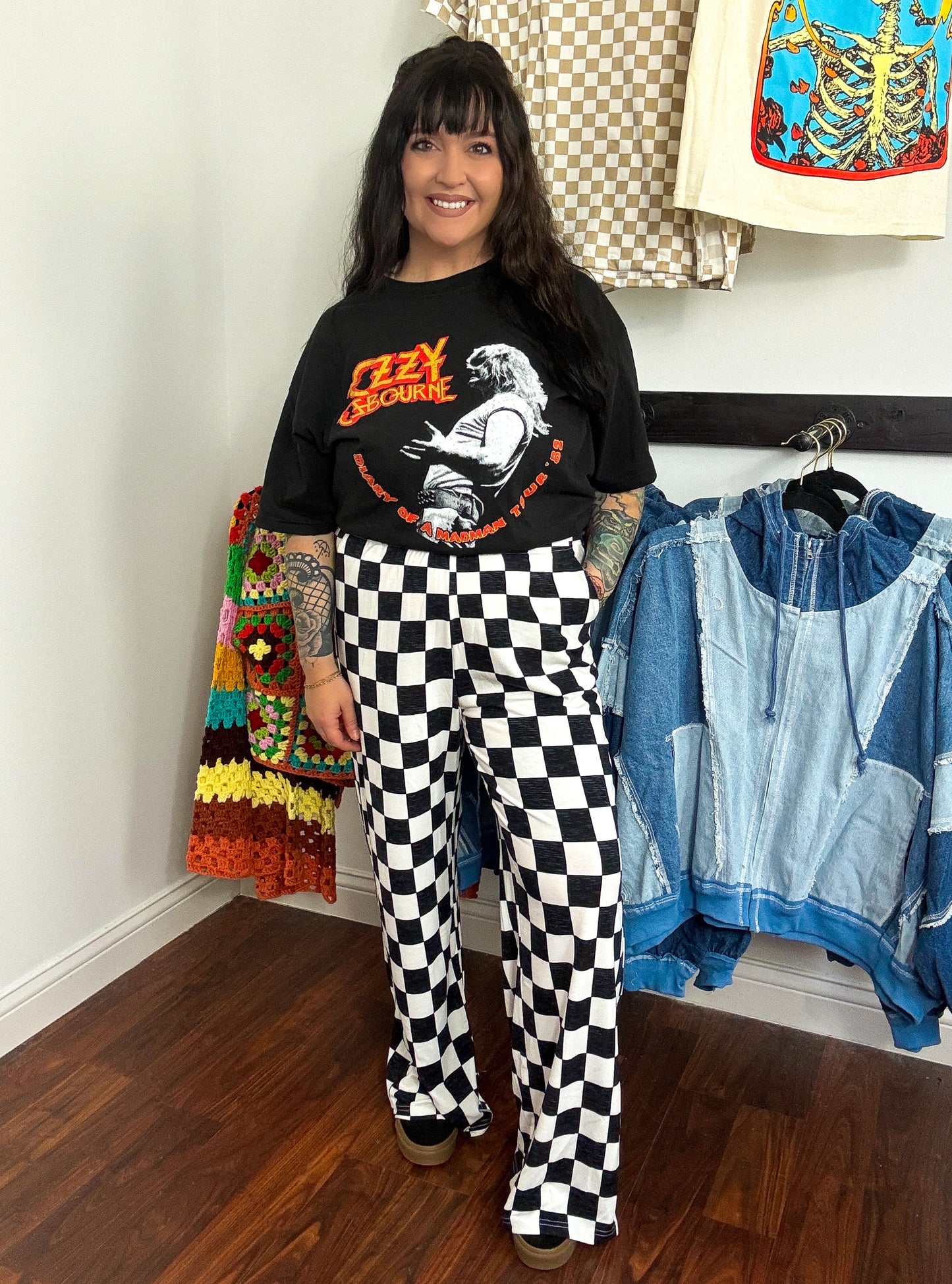 Checker Straight Leg Pants