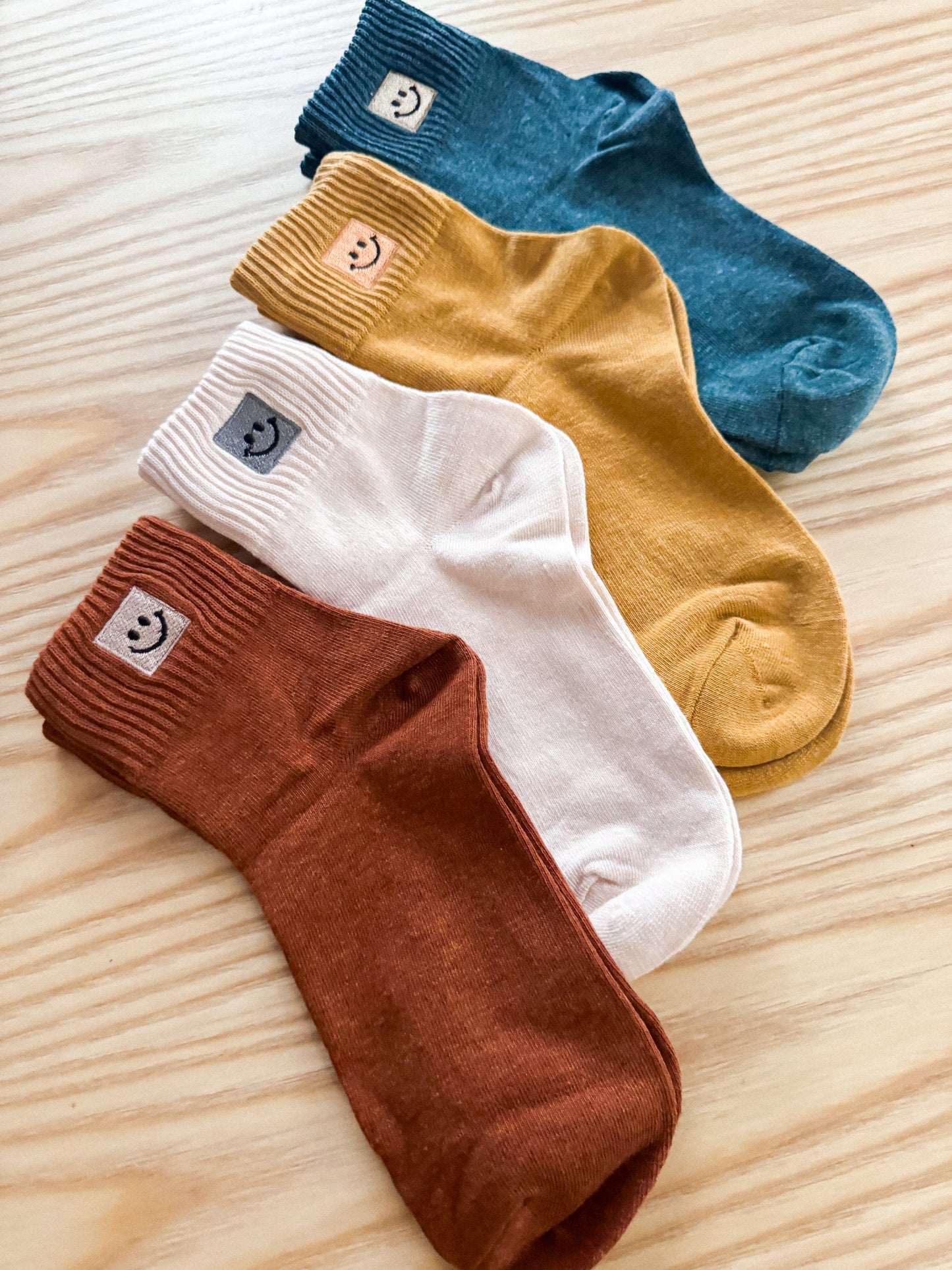 Smiley Embroidered Socks