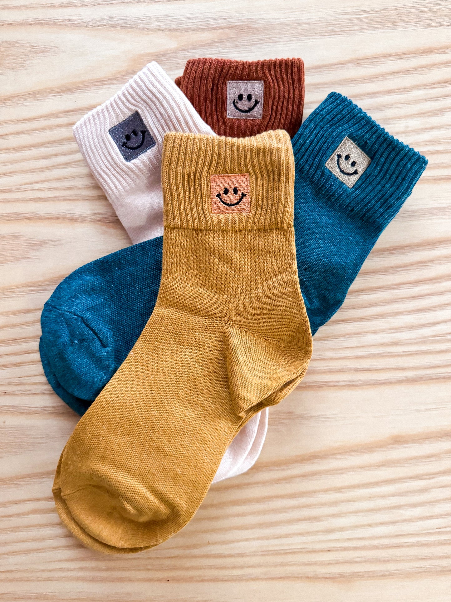 Smiley Embroidered Socks
