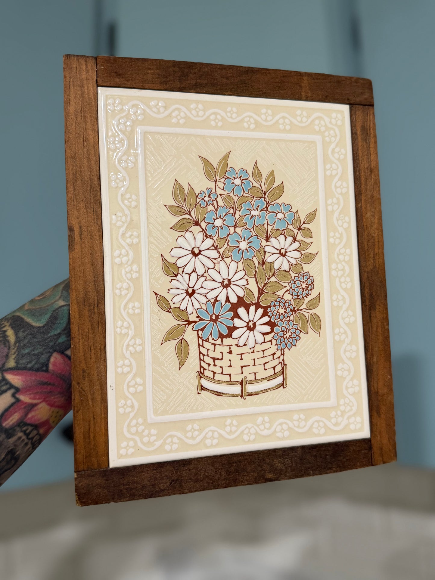 Italian Vintage 1970s Ceramic Tile Artwork : Rare