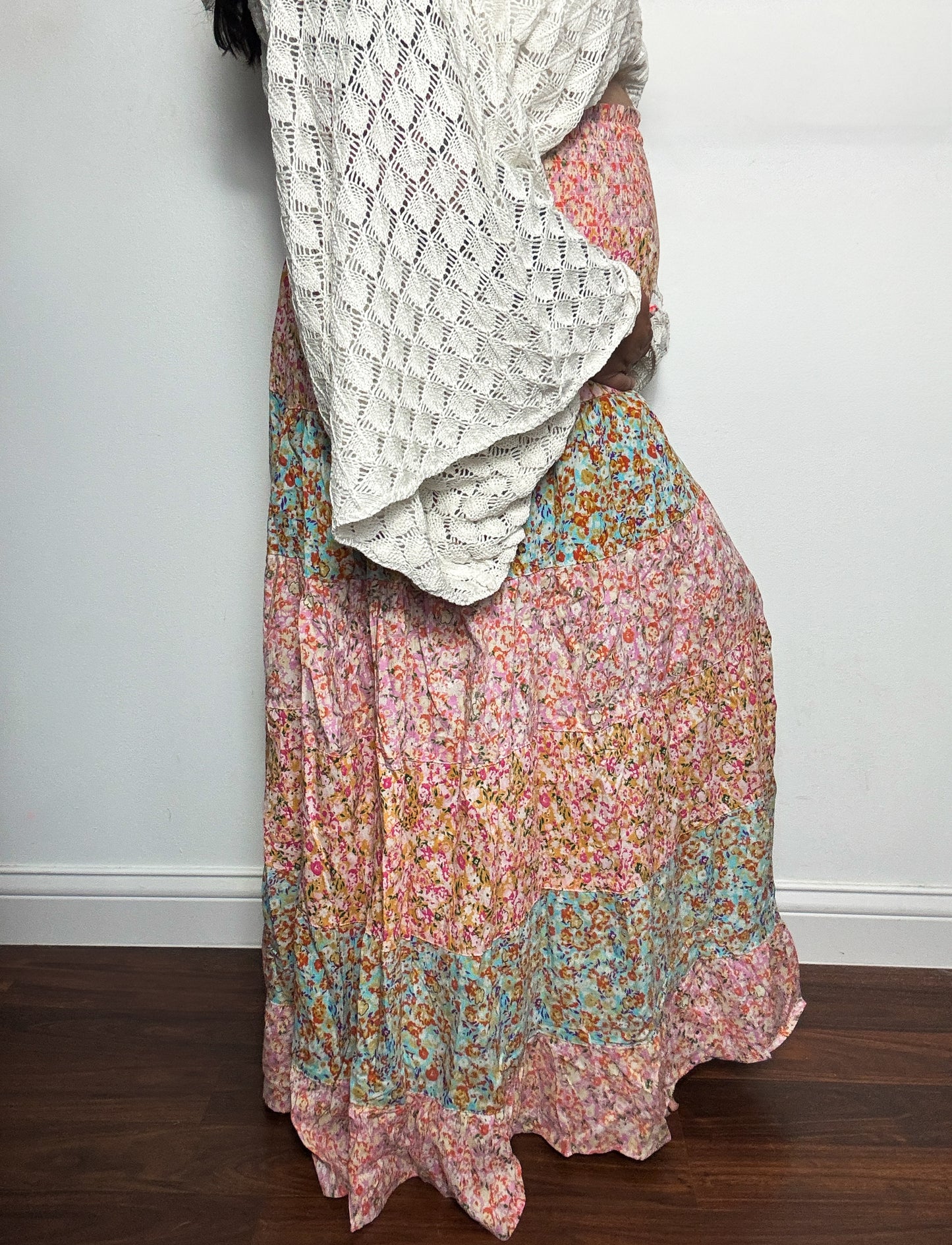 Just Peachy Floral Skirt