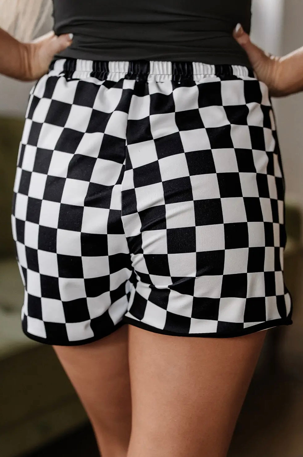 Checked Drawstring Shorts