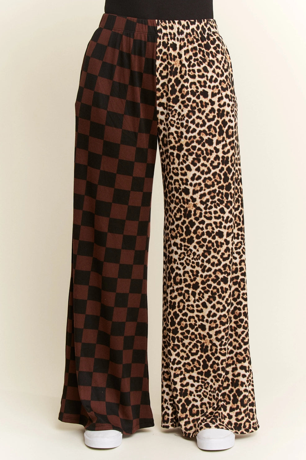 Checker Leopard Split Pants | PREORDER