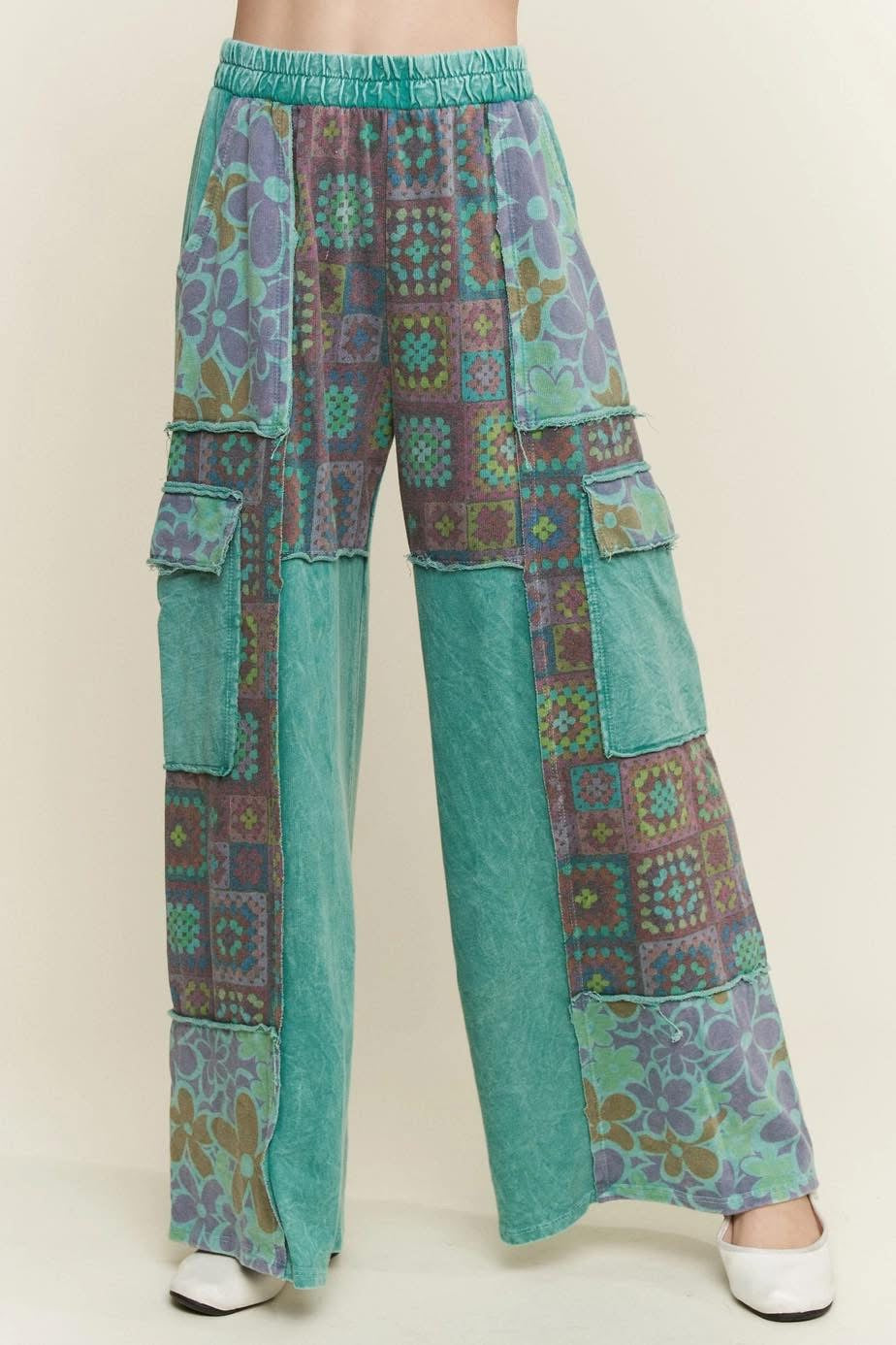 Allison Patch Pants : Granny Square Jade (S Left)