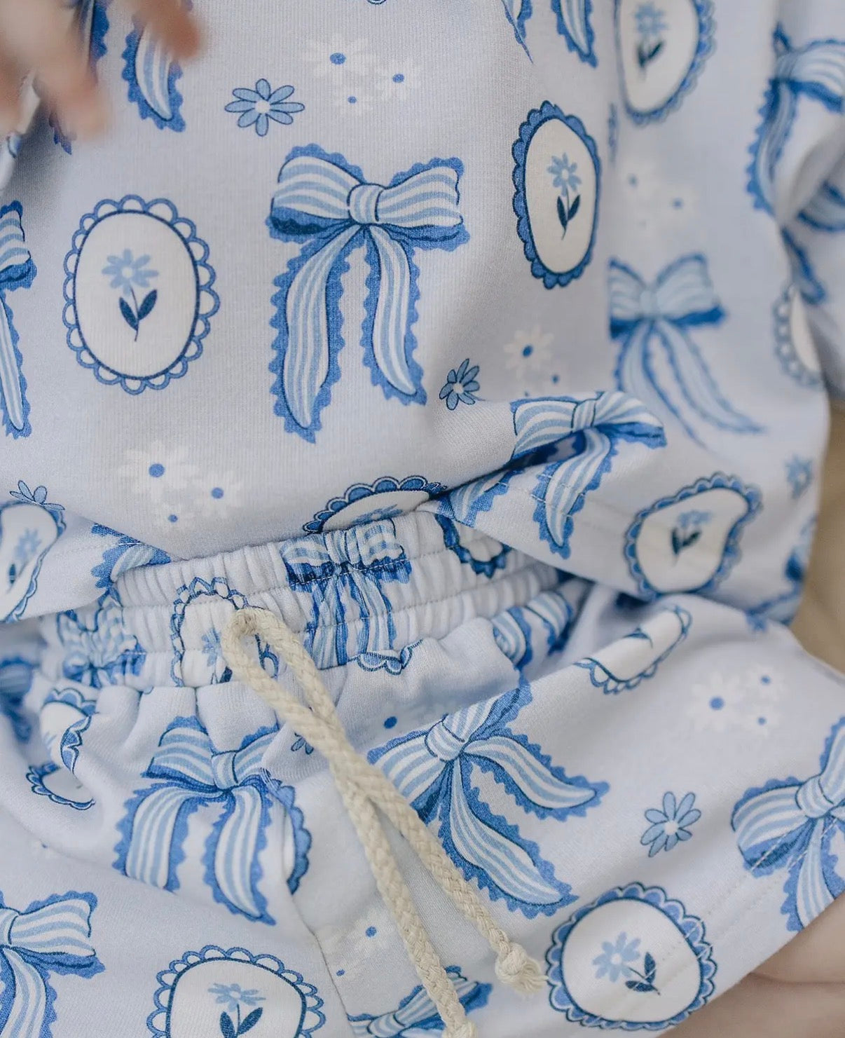 Blue Bow Shorts Set