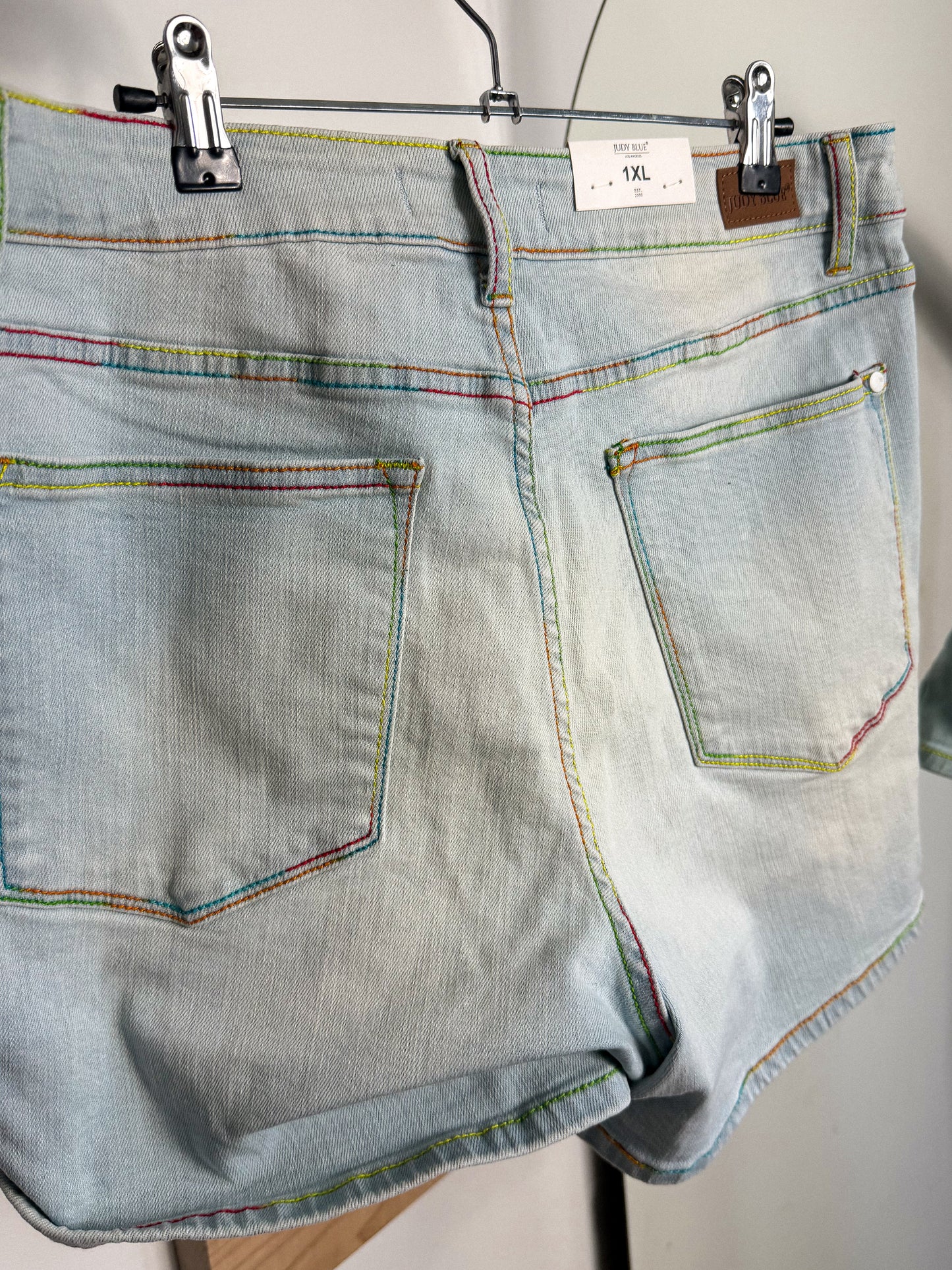 Rainbow Trim Judy Blue Shorts : NEW : 1X