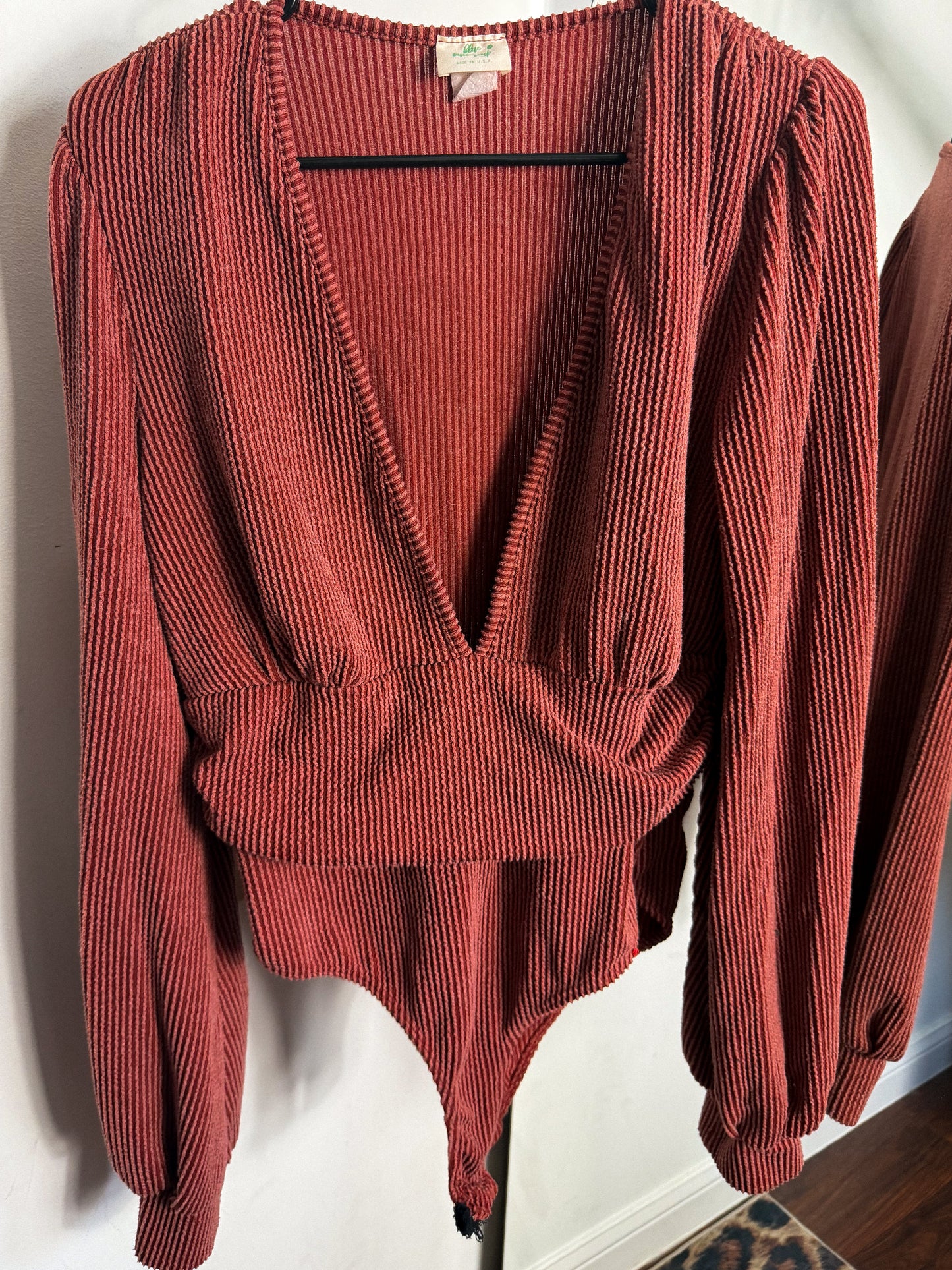 Rust Ribbed Bodysuit : L