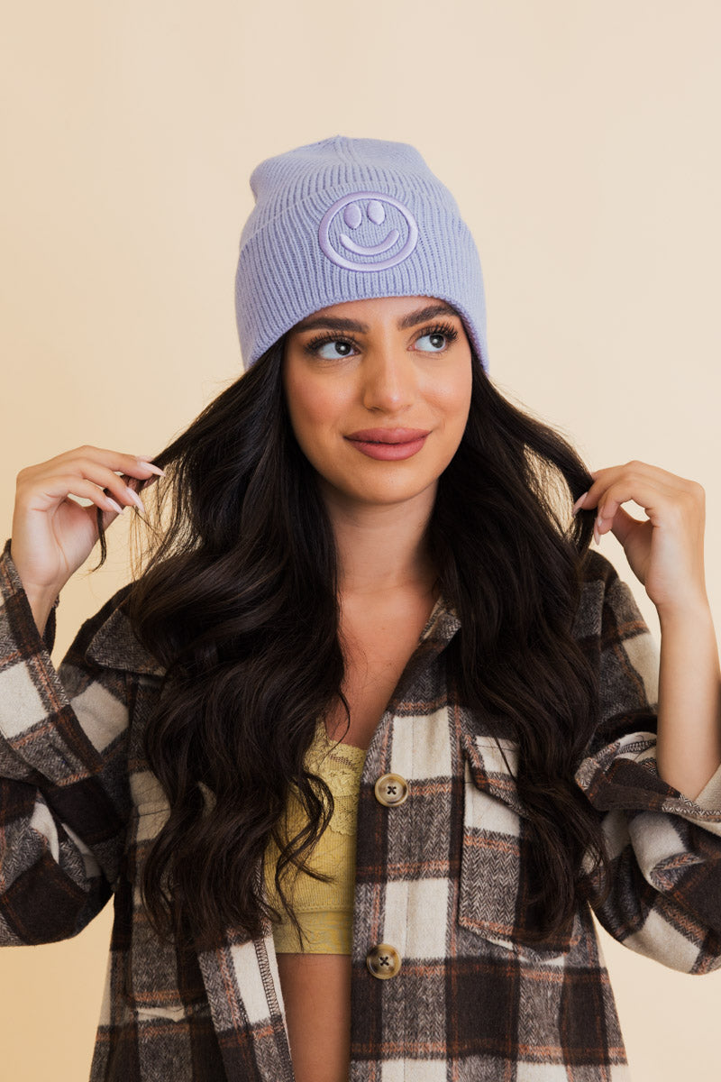 Smiley Beanie : Violet