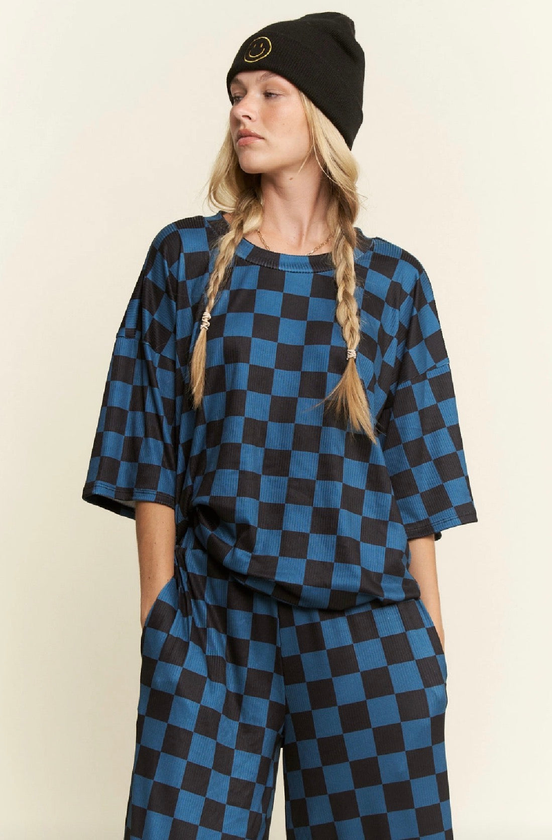 Ribbed Check Set | Teal