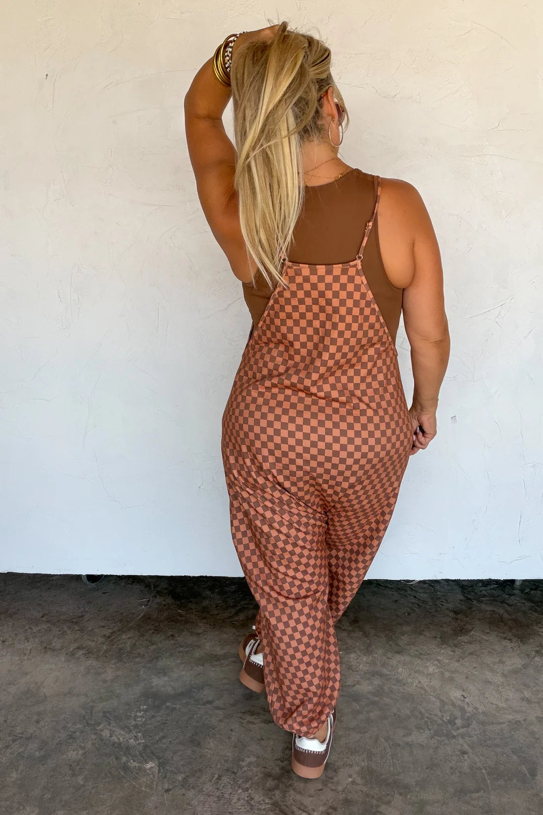 On Repeat Terry Romper : Checker : PREORDER