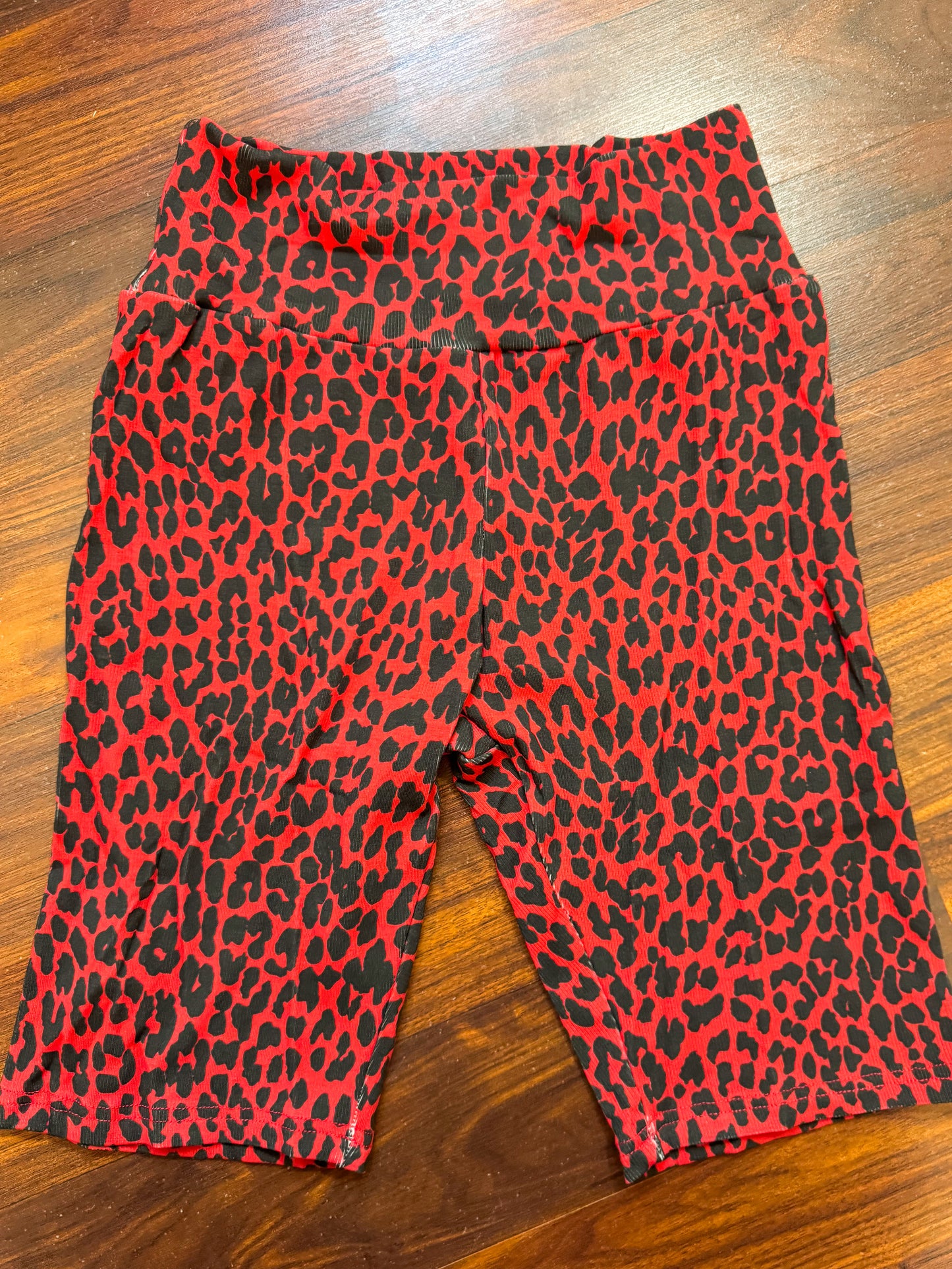 Red Leopard Lux Biker Shorts