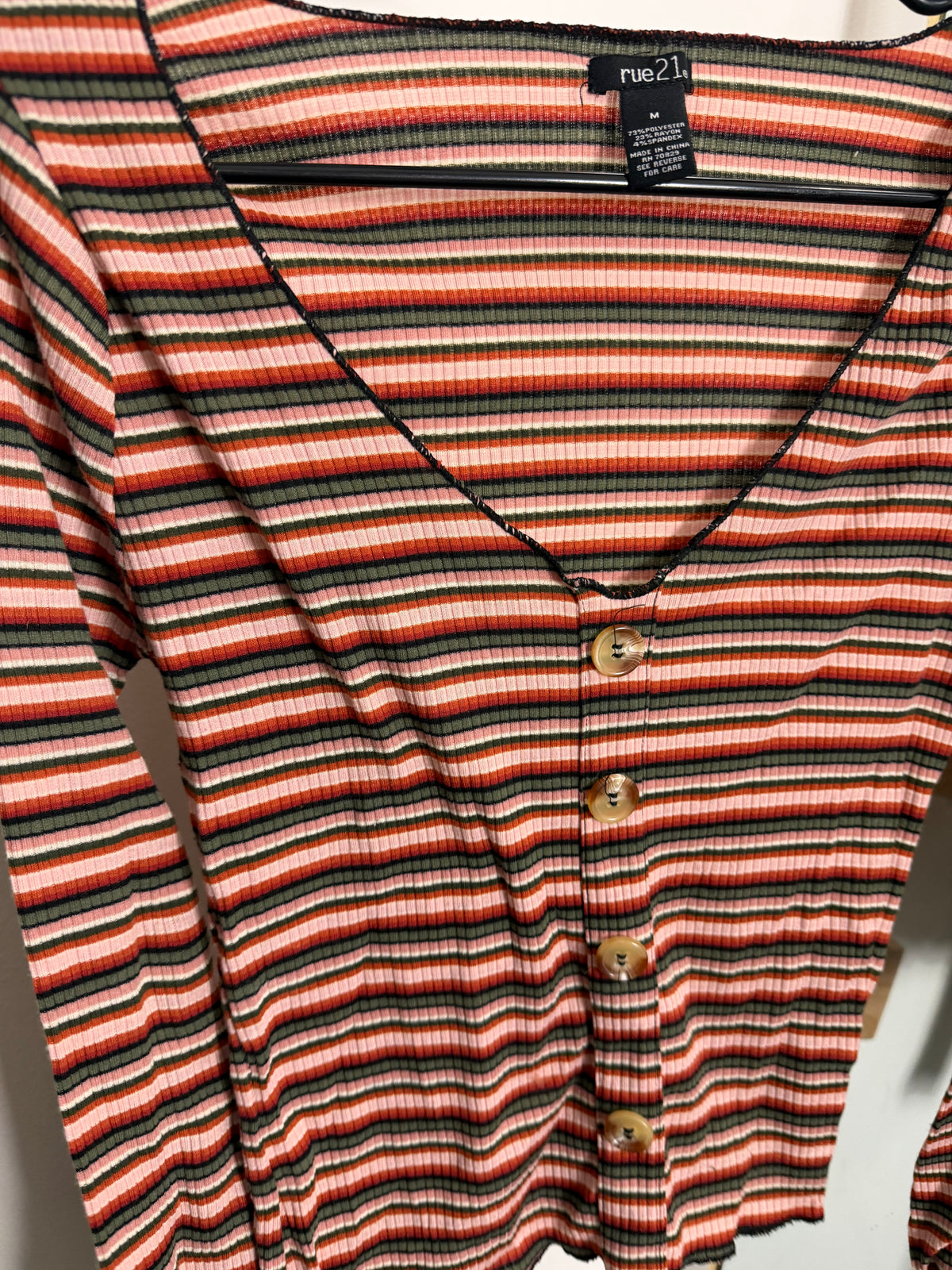 Striped Button Top : M
