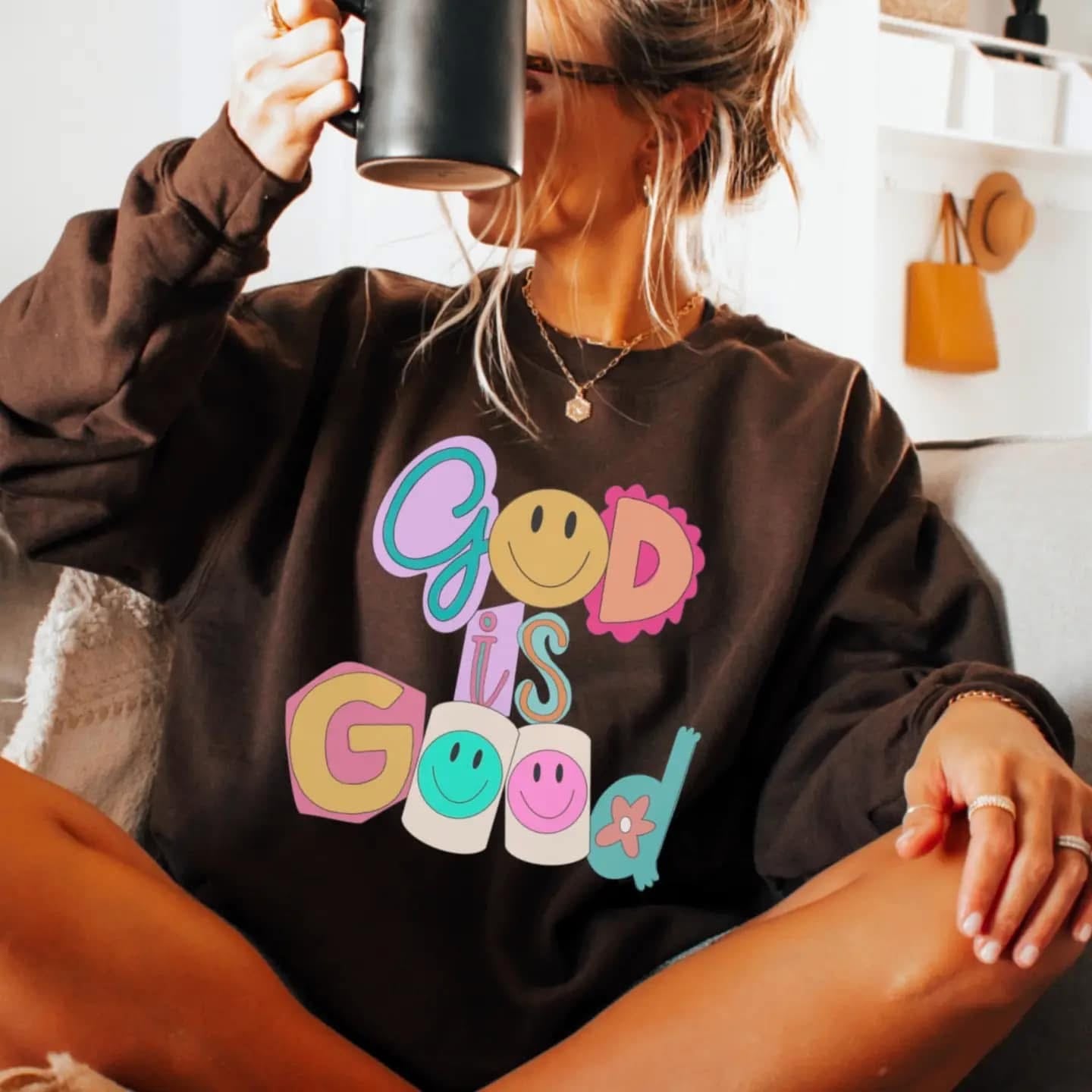 God is Good Crewneck Multiple Color Options (XL left)