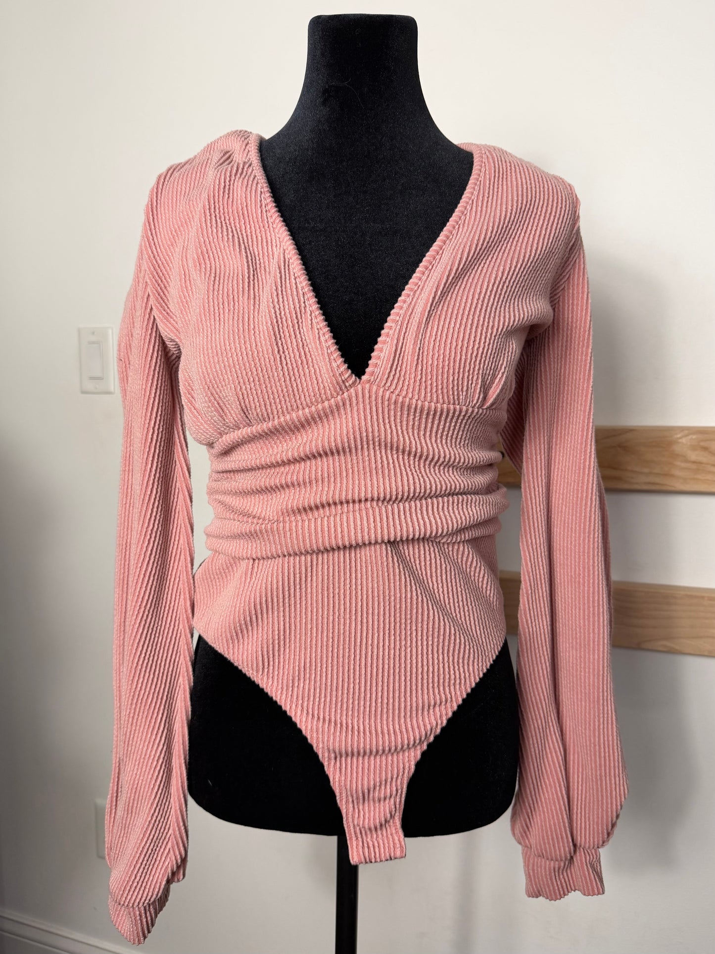 Pink Ribbed Bodysuit : L