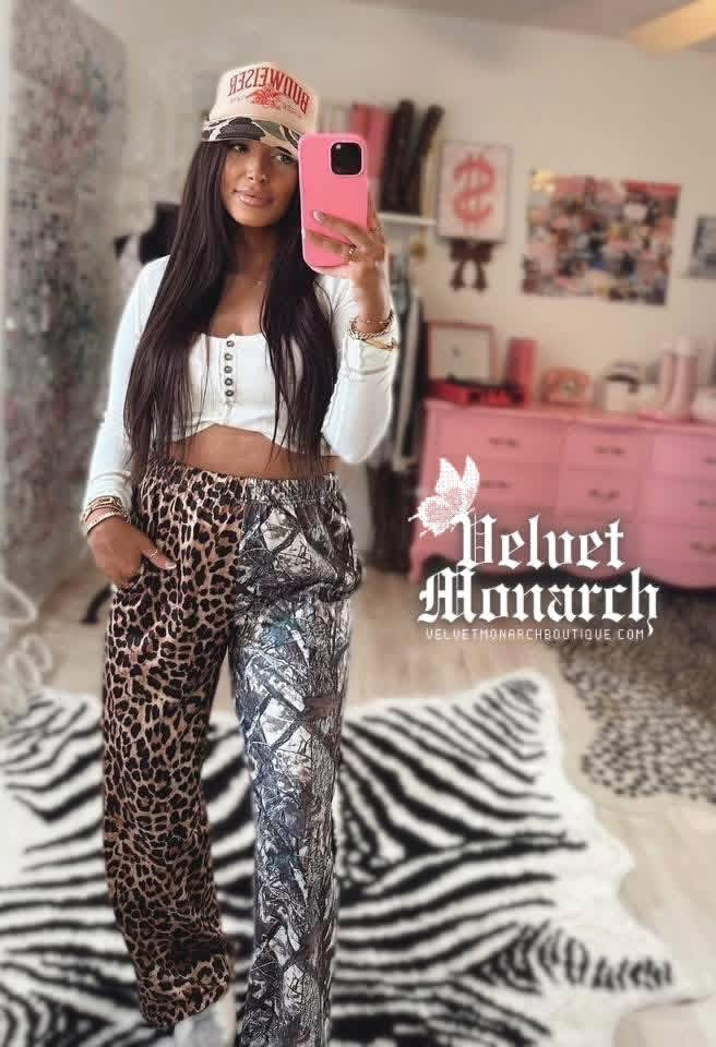 Double Trouble Split Pants : Cheetah & Real Tree Camo | PREORDER