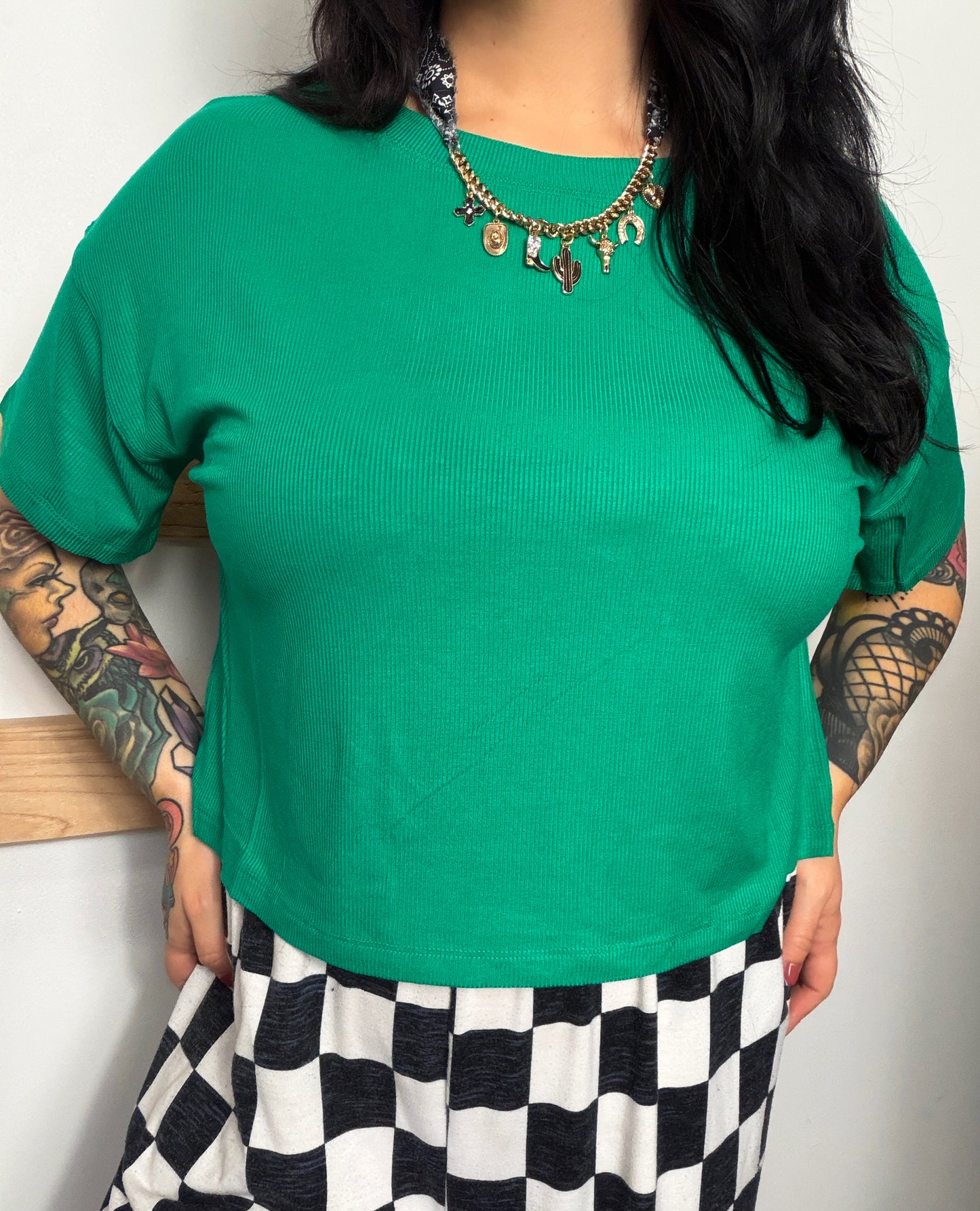 Collin’s Ribbed Box Tee : Kelly Green