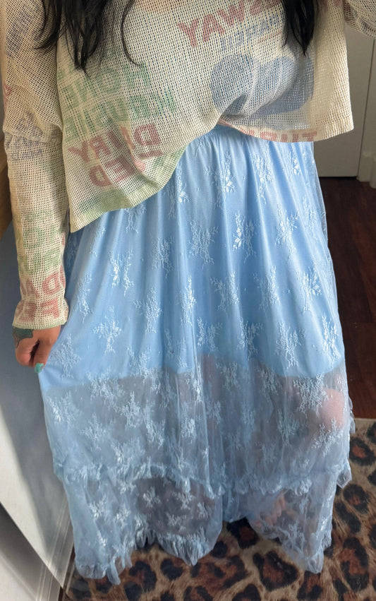 Blooming Maxi Skirt Sky Blue