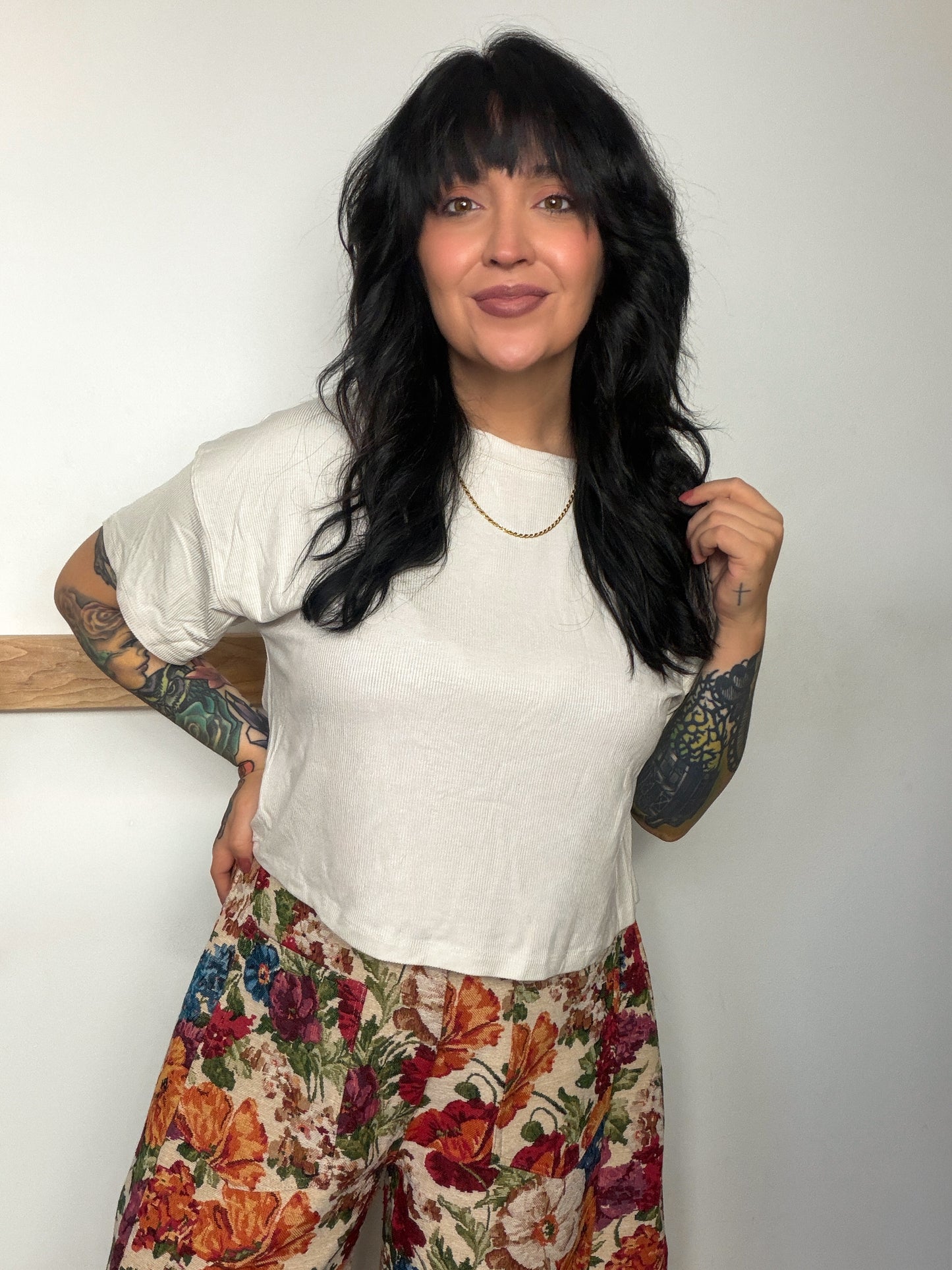 Collin’s Ribbed Box Tee : Beige