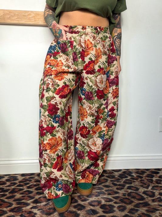 Vintage Floral Barrel Pants