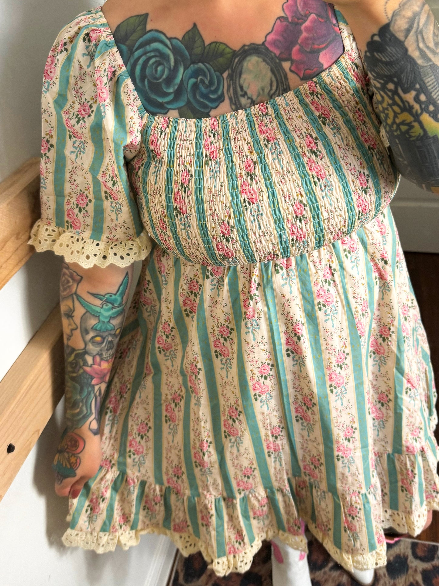 Marjorie Floral Stripe Dress