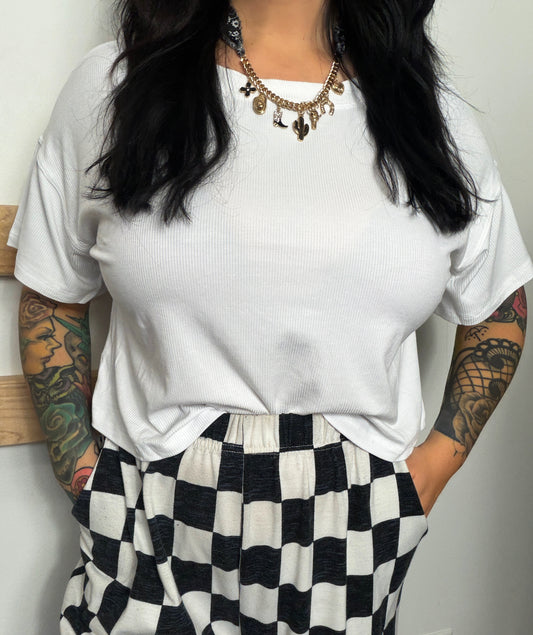 Collin’s Ribbed Box Tee : White