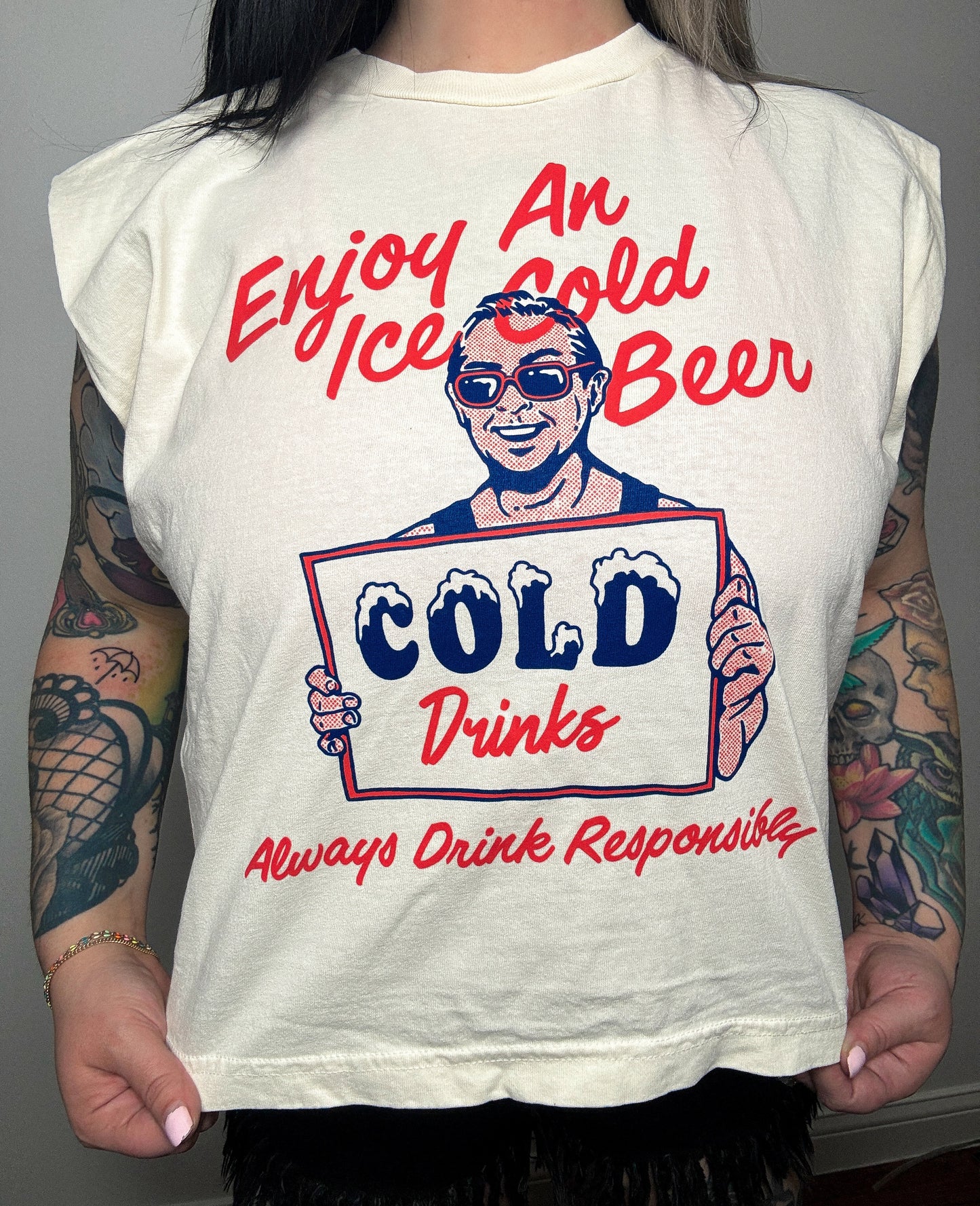 Ice Cold Beer Muscle Tank: Oversized (S/M left)