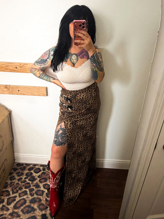 Jersey Leopard Skirt