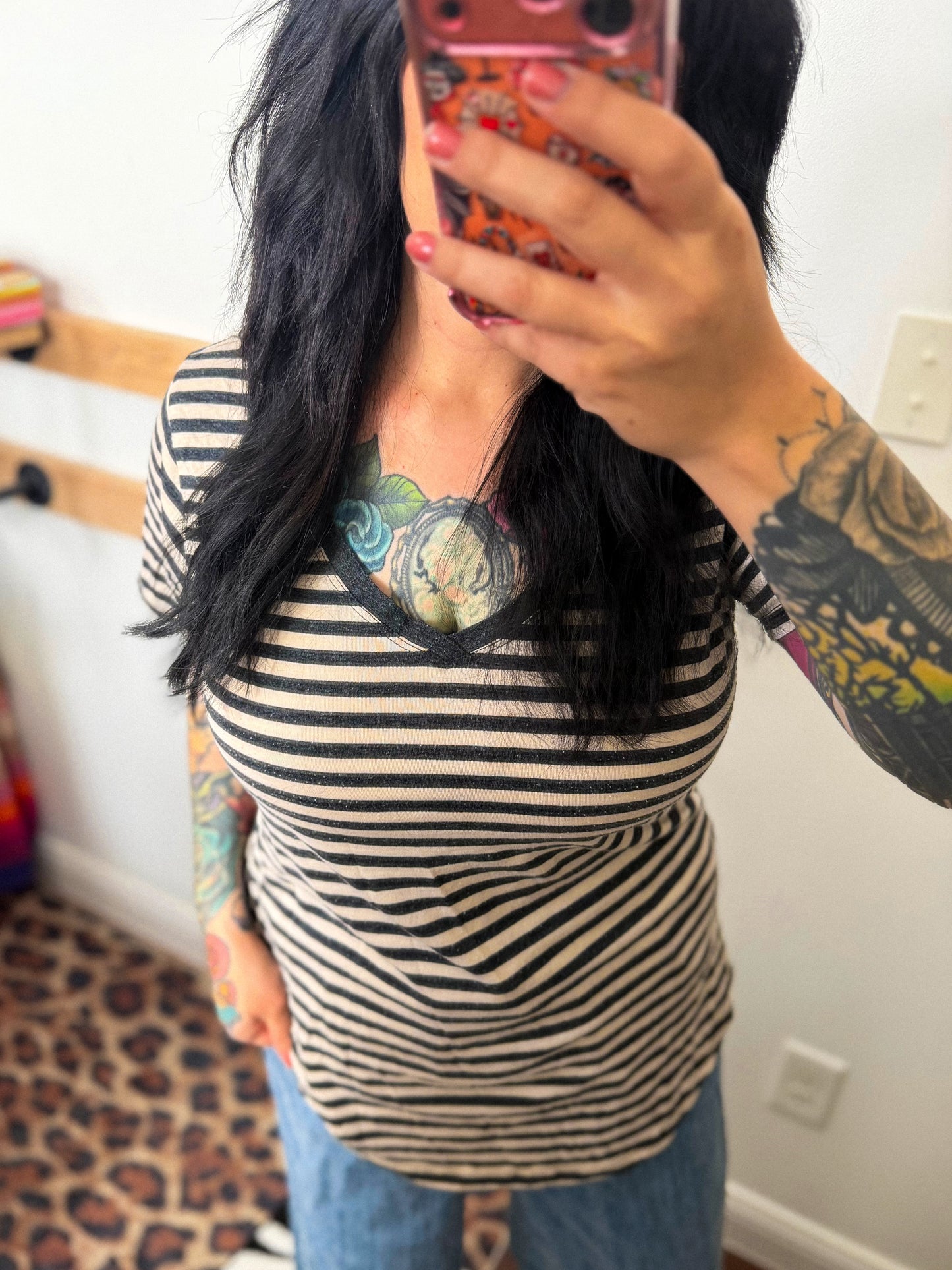 Striped VNeck : White Crow : L