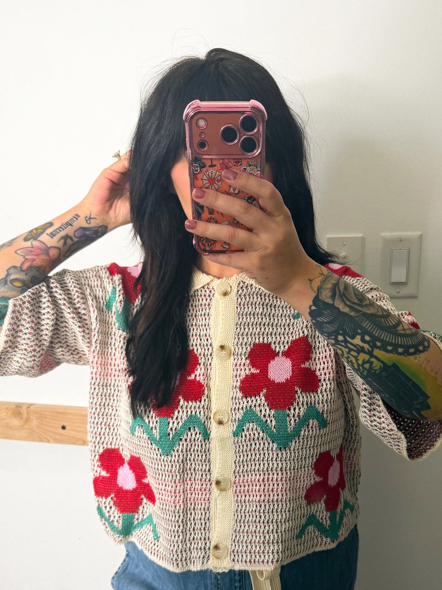 Red Daisy Retro Top