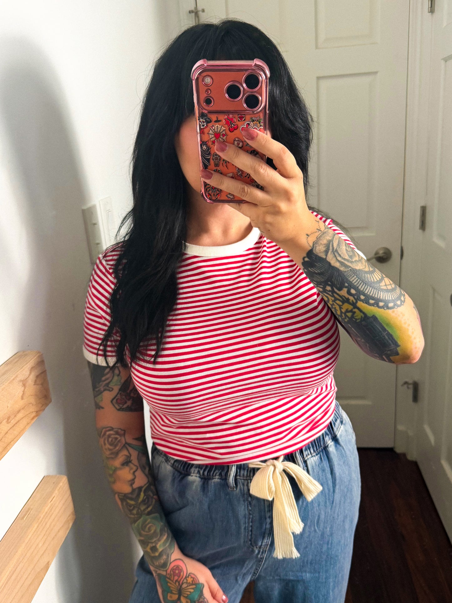 Red Stripe Banded Tee