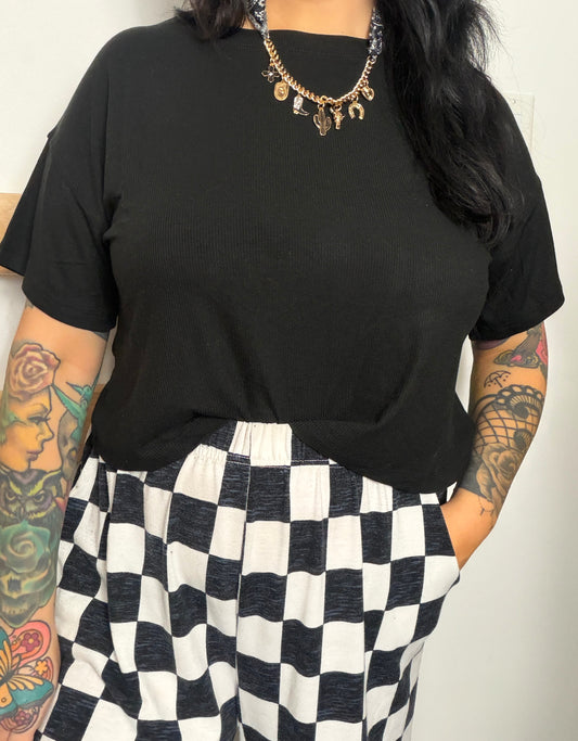 Collin’s Ribbed Box Tee : Black