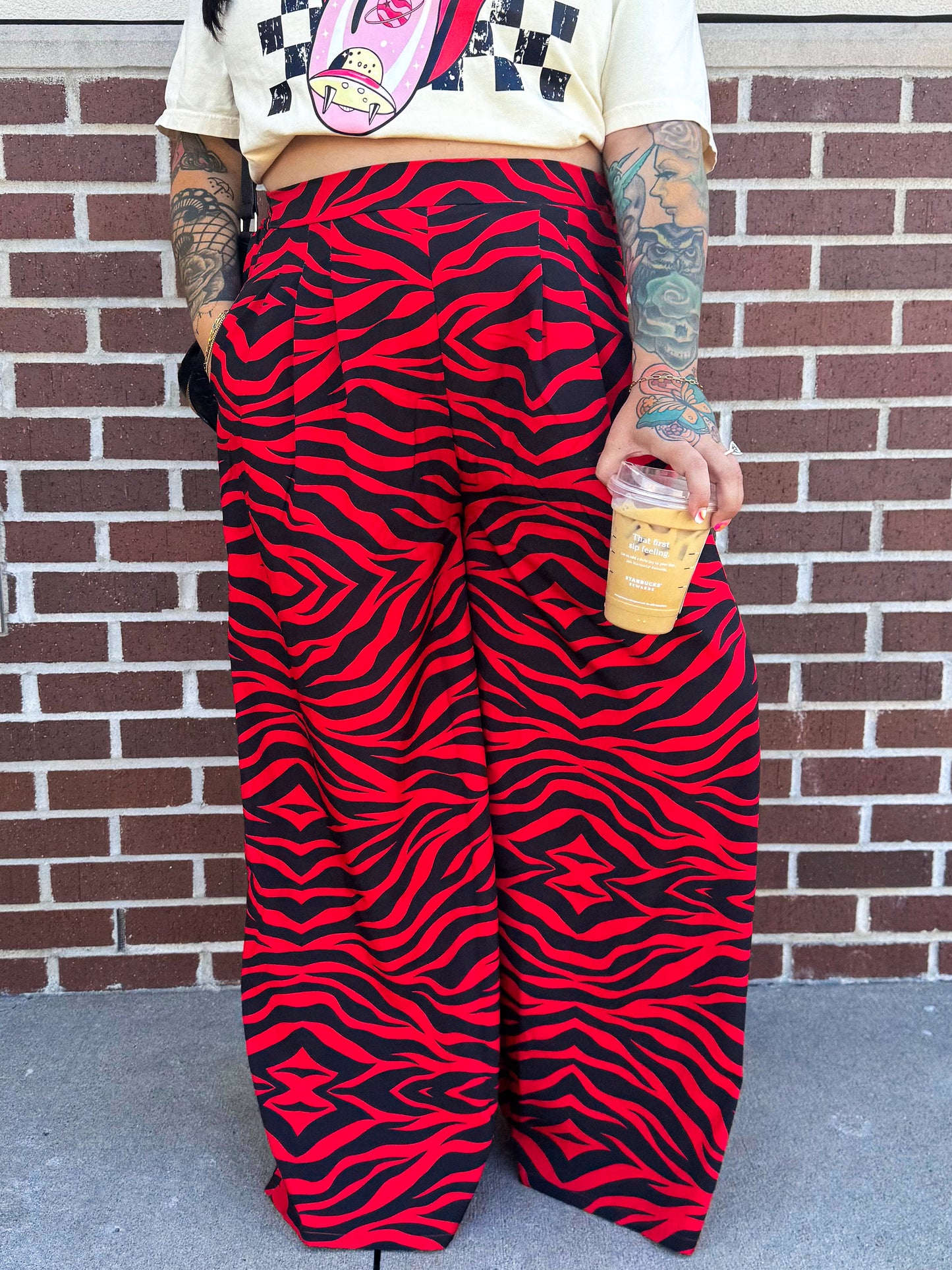 Red Luxe Zebra Pants