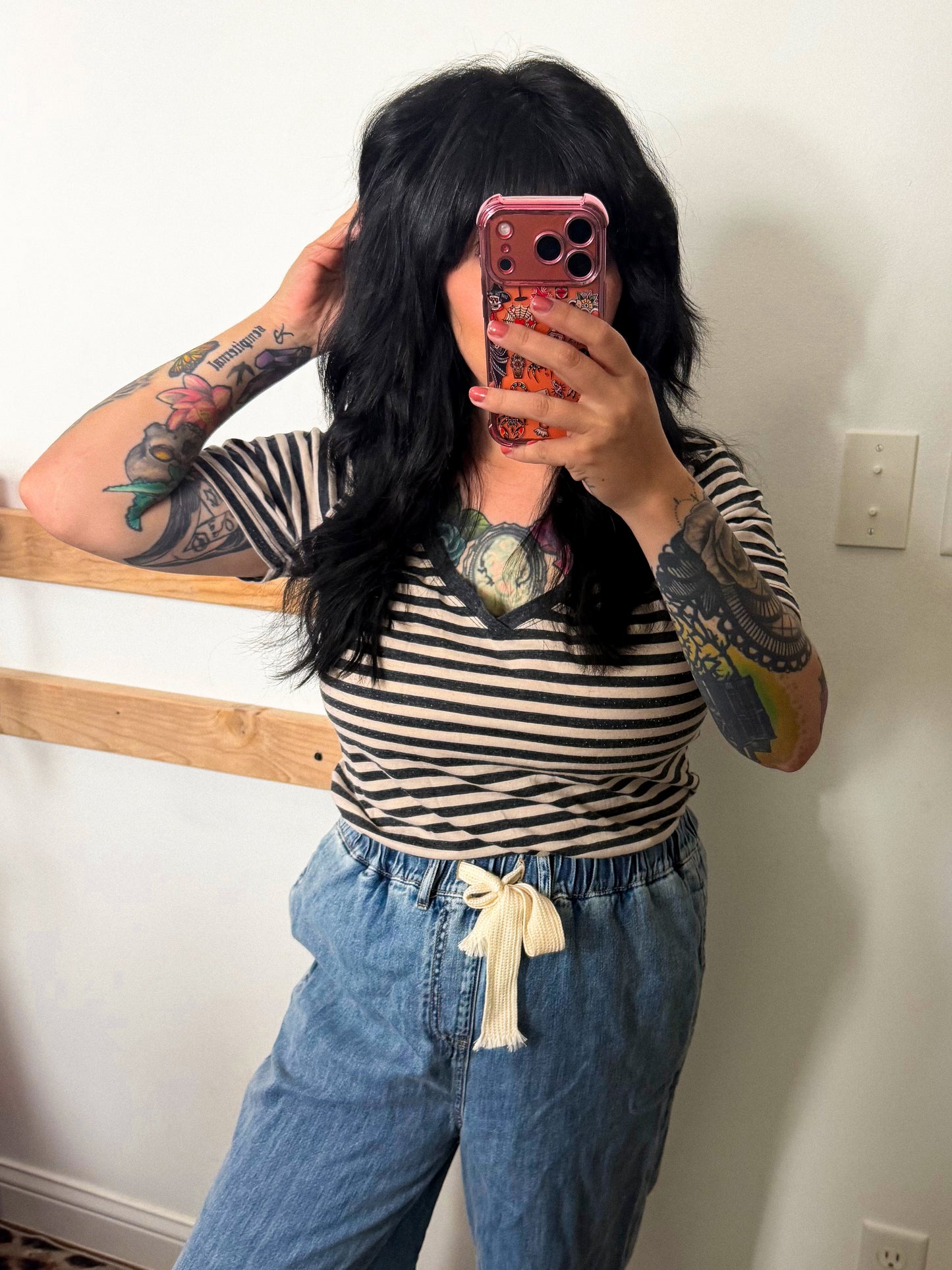 Striped VNeck : White Crow : L