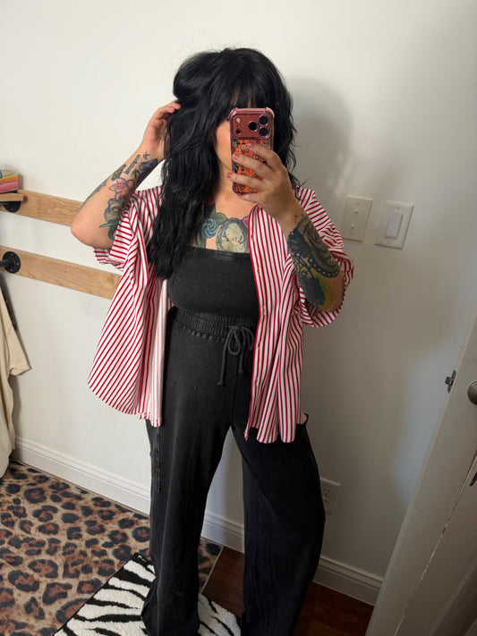 Red Striped Blouse : Oversized