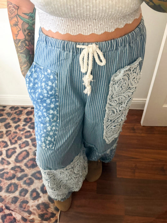 Denim Patchwork Joggers