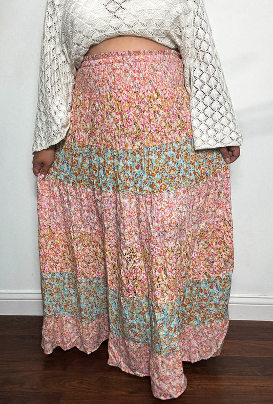 Just Peachy Floral Skirt
