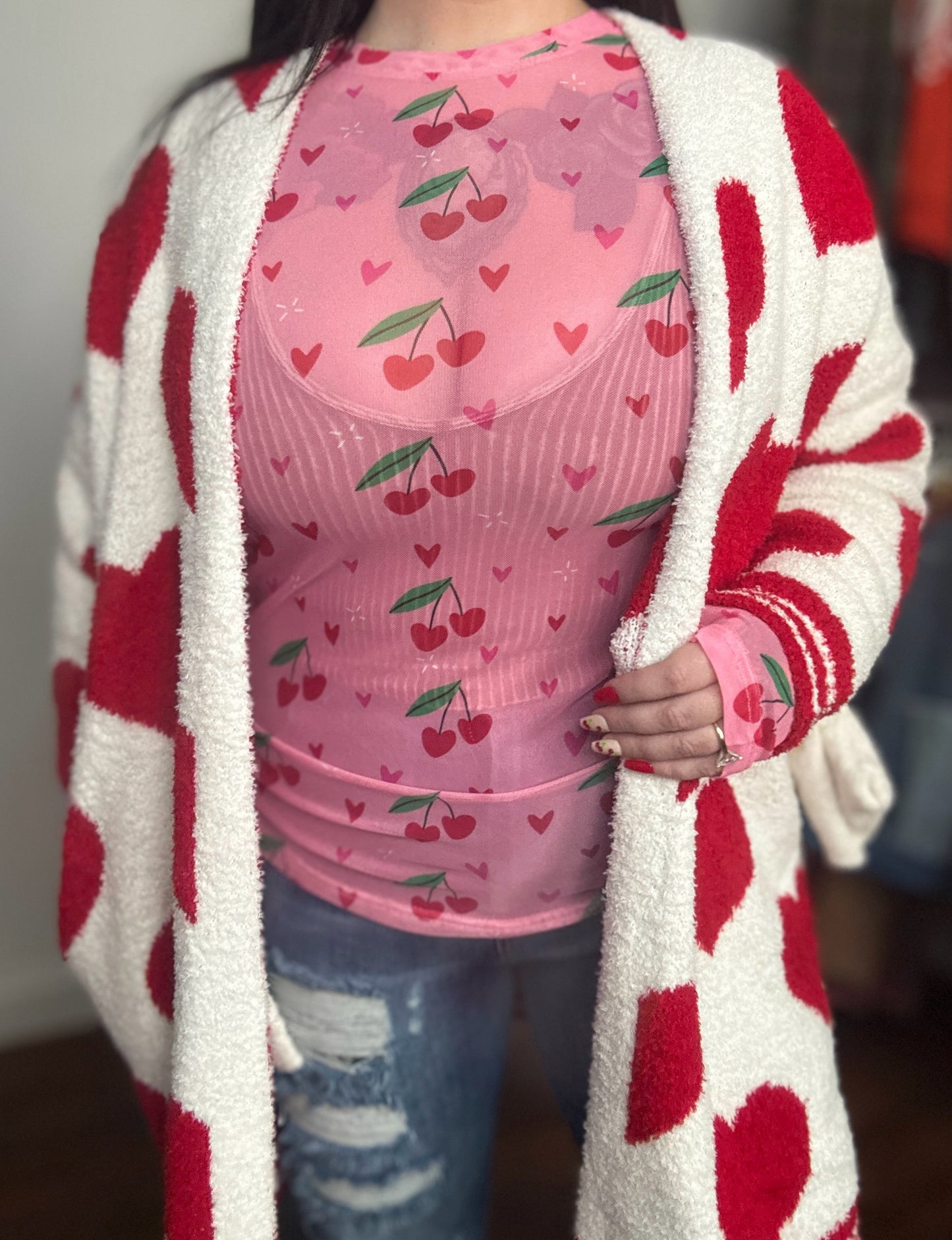 Red Heart Cardigan : Reversible